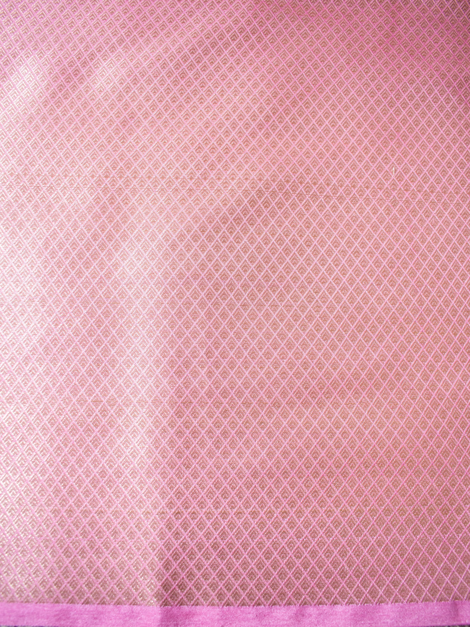 Banarasi Semi Silk Saree With Silver Zari Weaving & Border-Pink