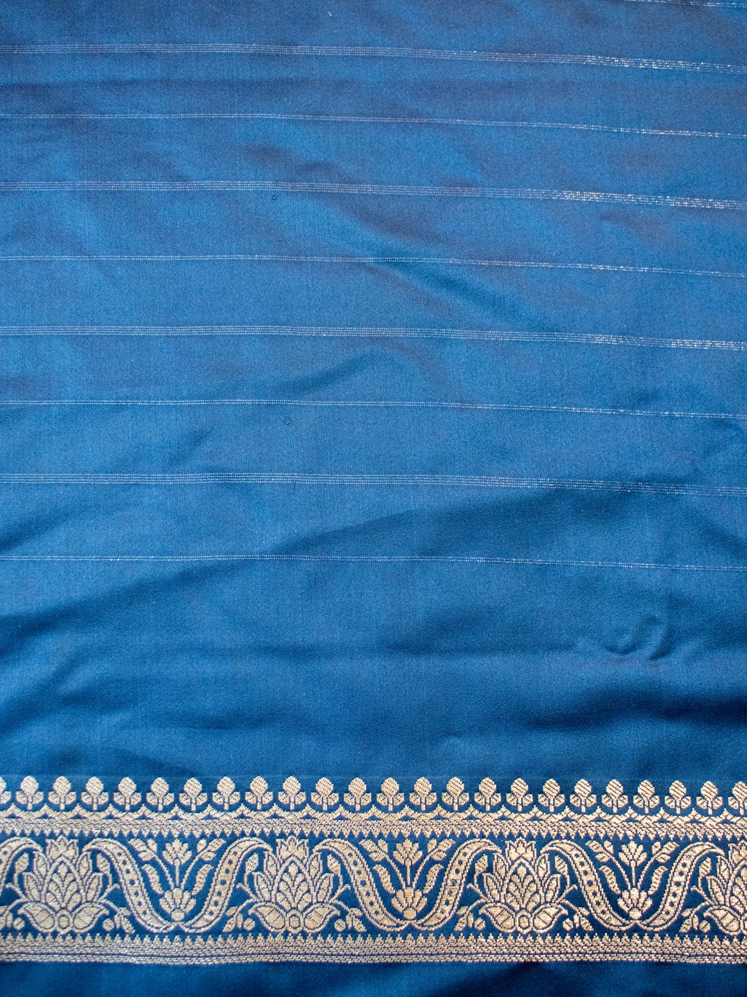 Banarasi Mashru Silk Saree With Buti & Border- Blue