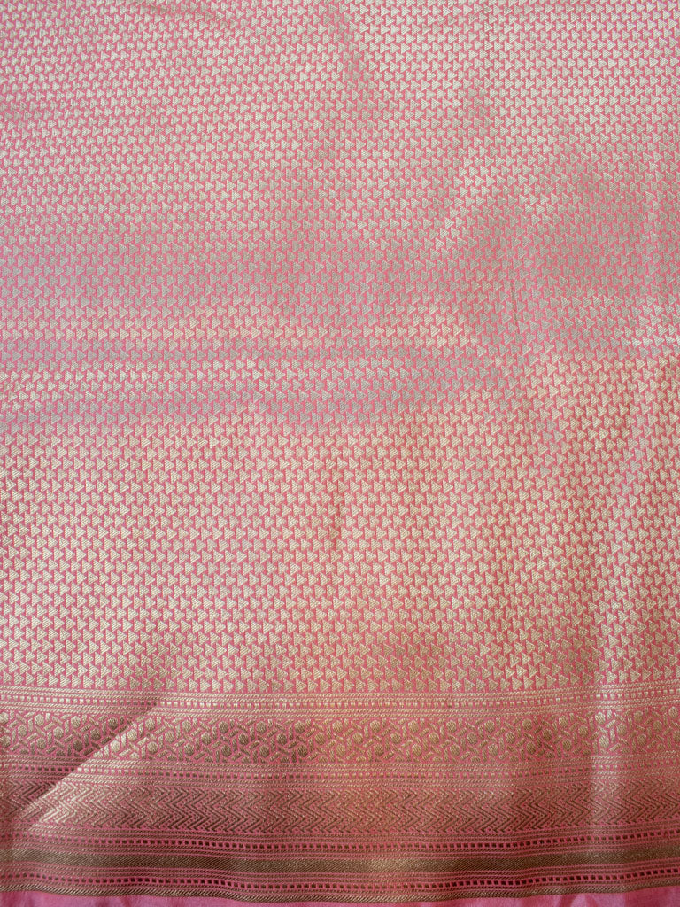 Banarasi Art Katan Silk Saree With Meena Zigzag Weaving-Pink