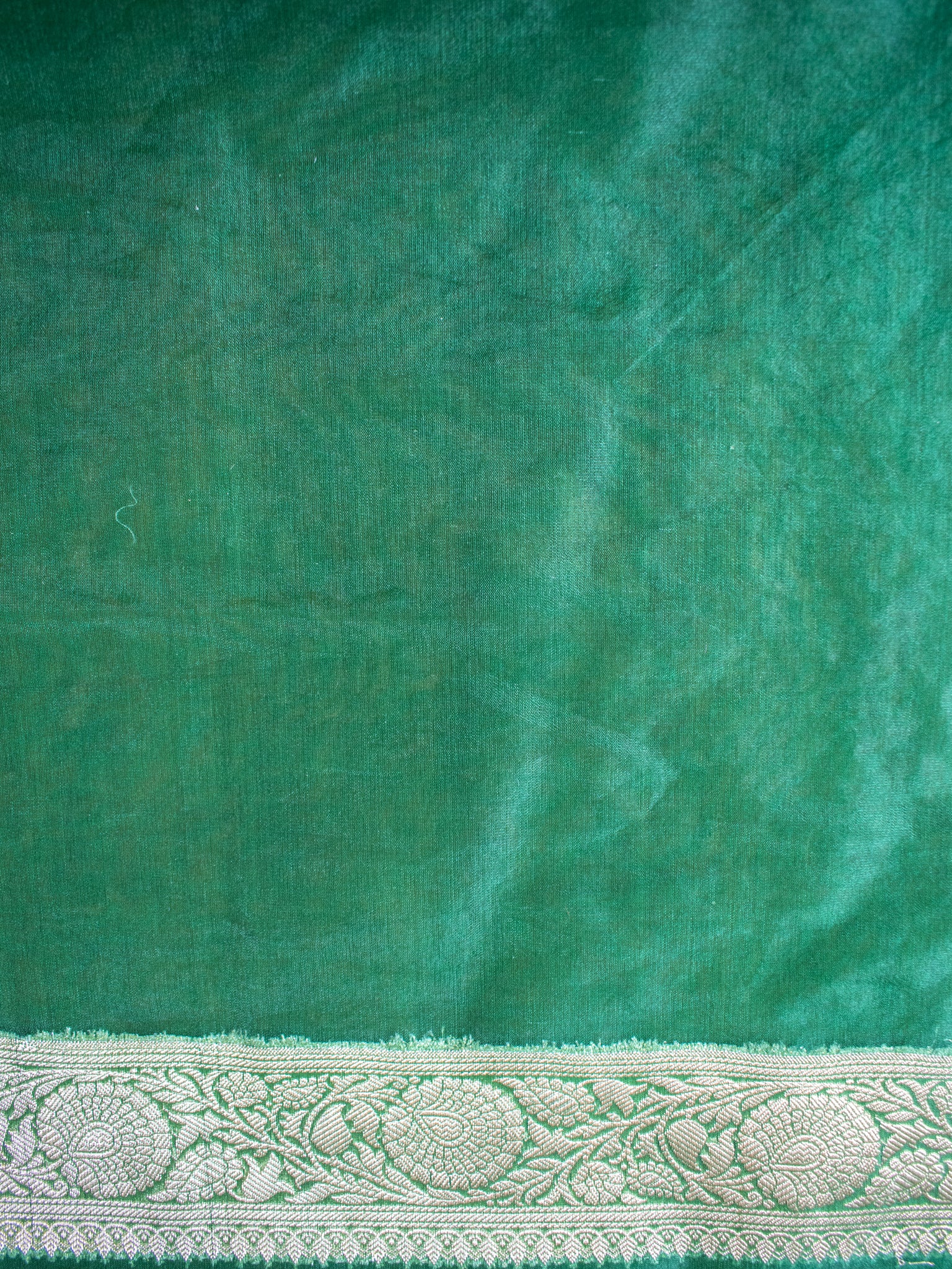 Banarasi Cotton Silk Saree With Zari Weaving & Border- Green