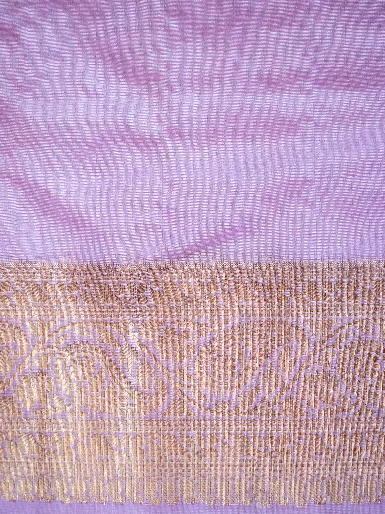 Banarasi Semi Cotton Saree Antique Weaving & Border- Lavender