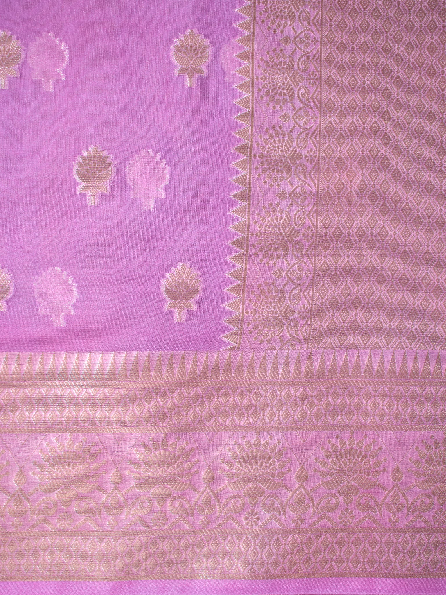 Banarasi Organza Mix Saree With Zari Weaving & Border- Pink