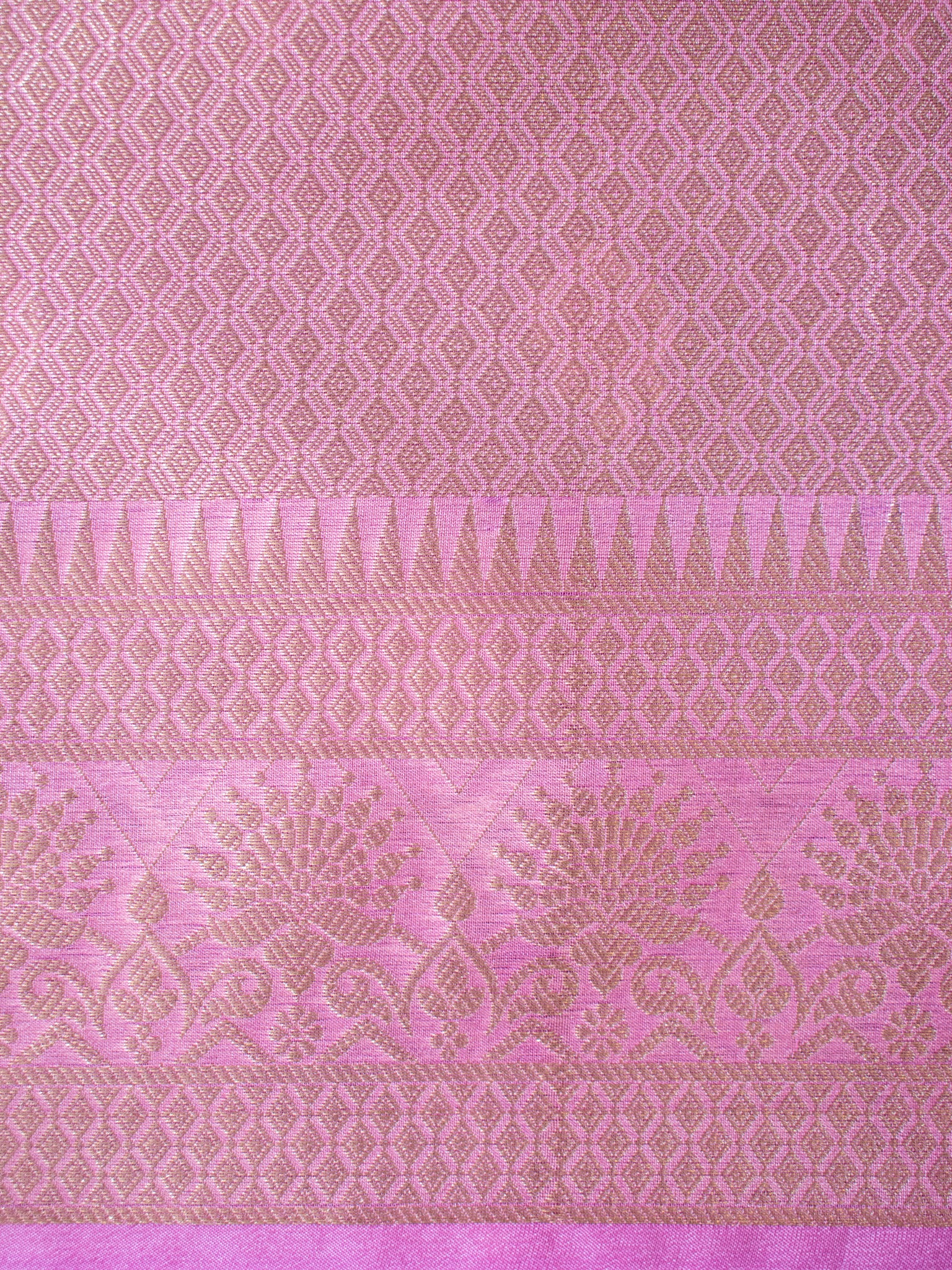 Banarasi Organza Mix Saree With Zari Weaving & Border- Pink