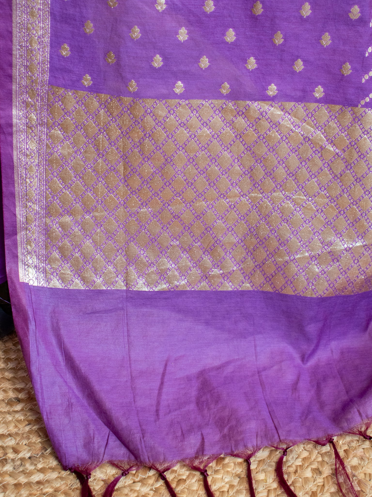 Cotton Silk Salwar Kameez Material With Silver Zari Weaving & Dupatta-Purple