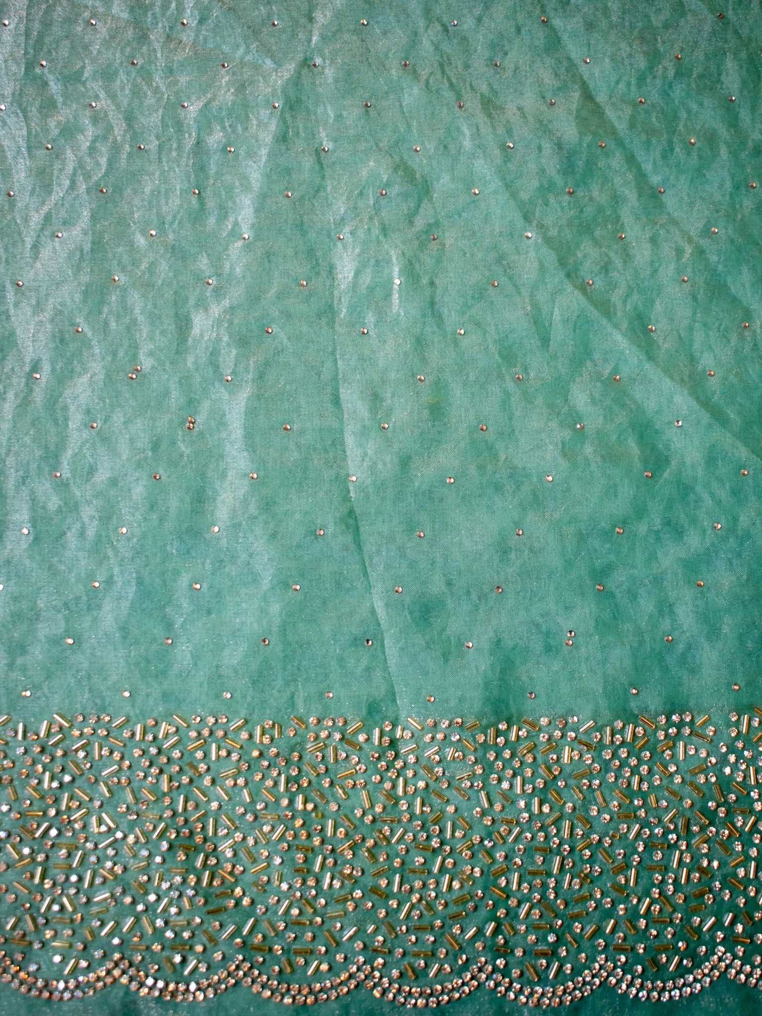Tissue Sequin Saree - Pastel Green