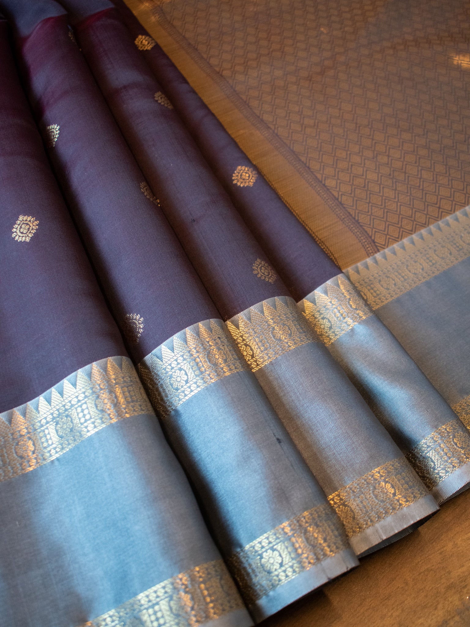 Banarasi Cotton Silk Shaded Saree with Zari Buti Weaving - Grey