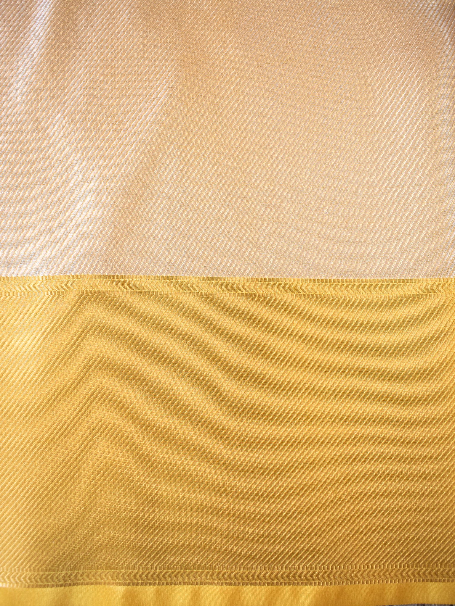 Banarasi Kora Saree With Silver Zari & Border - Yellow
