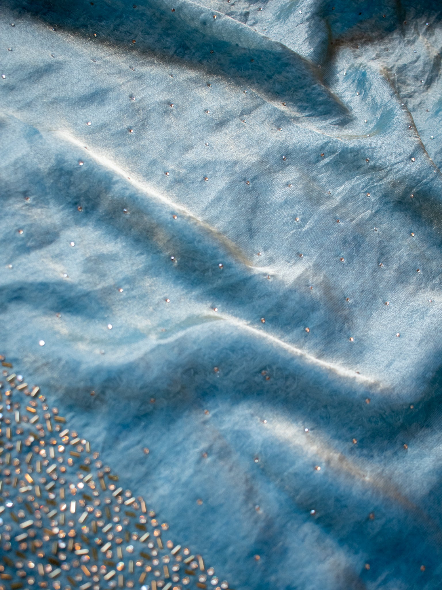 Tissue Sequin Saree - Blue