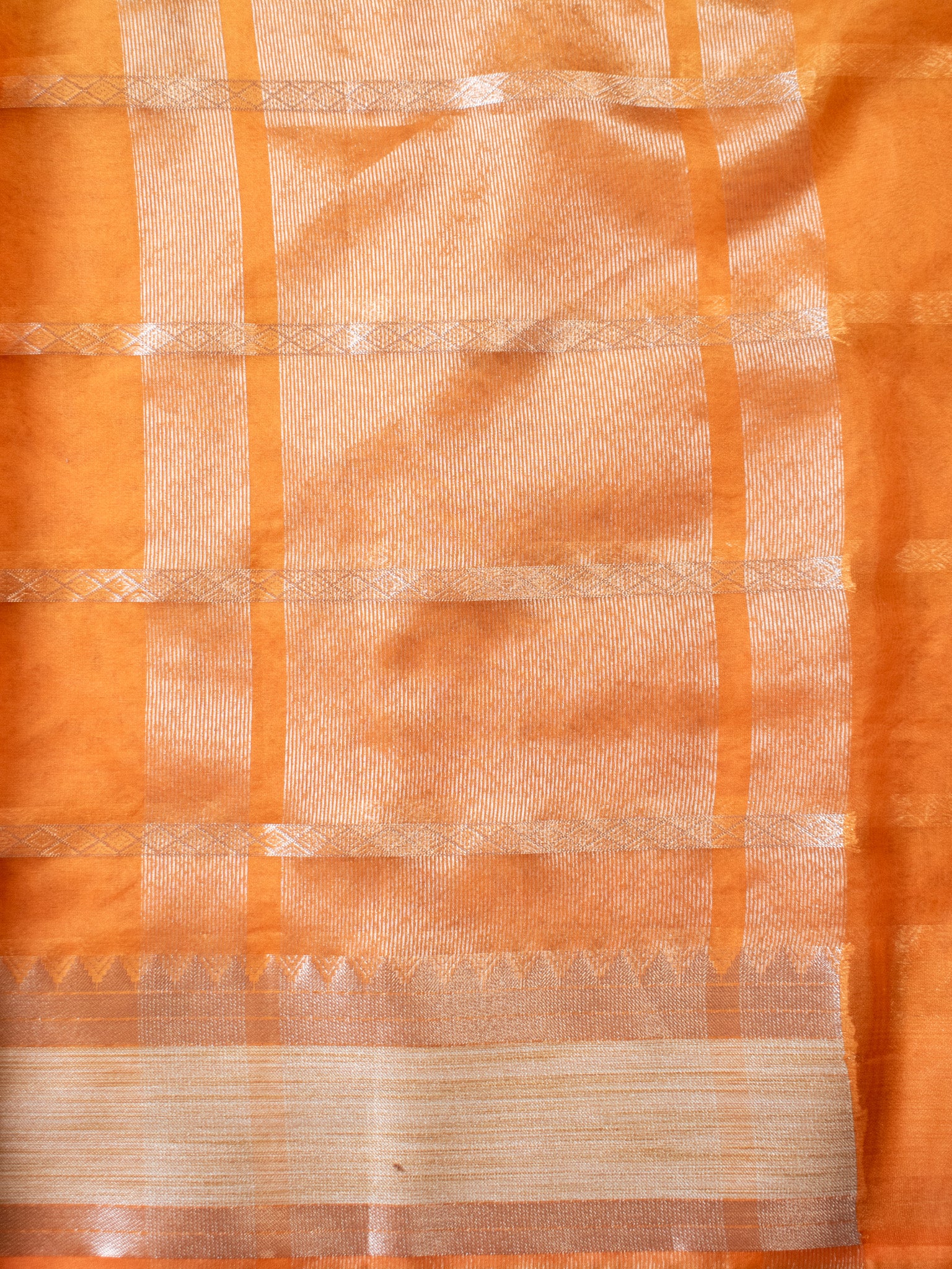 Banarasi Shaded Organza Saree With Zari Weaving-Orange & Yellow