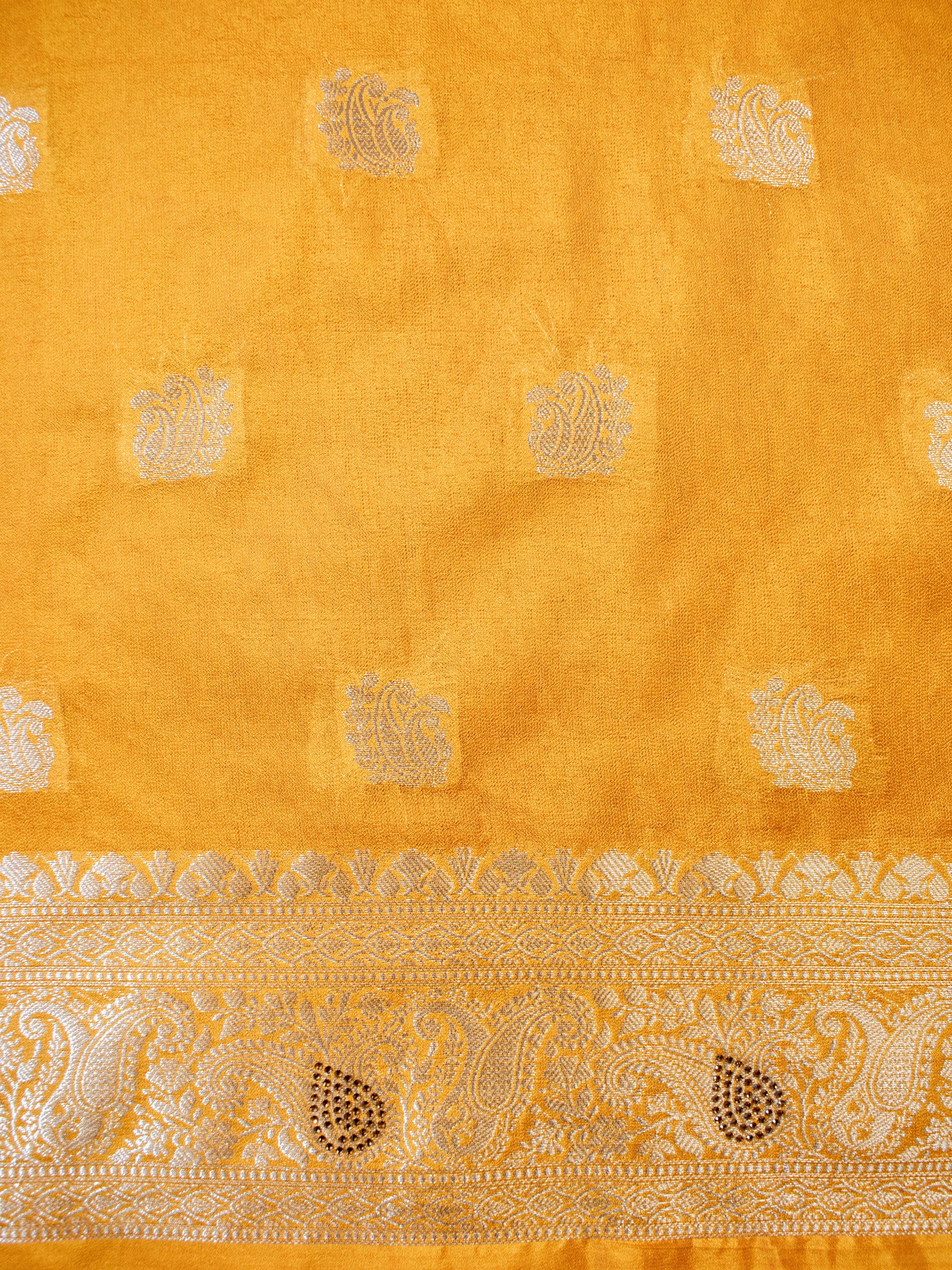 Banarasi Semi Silk Saree With Zari Border - Yellow
