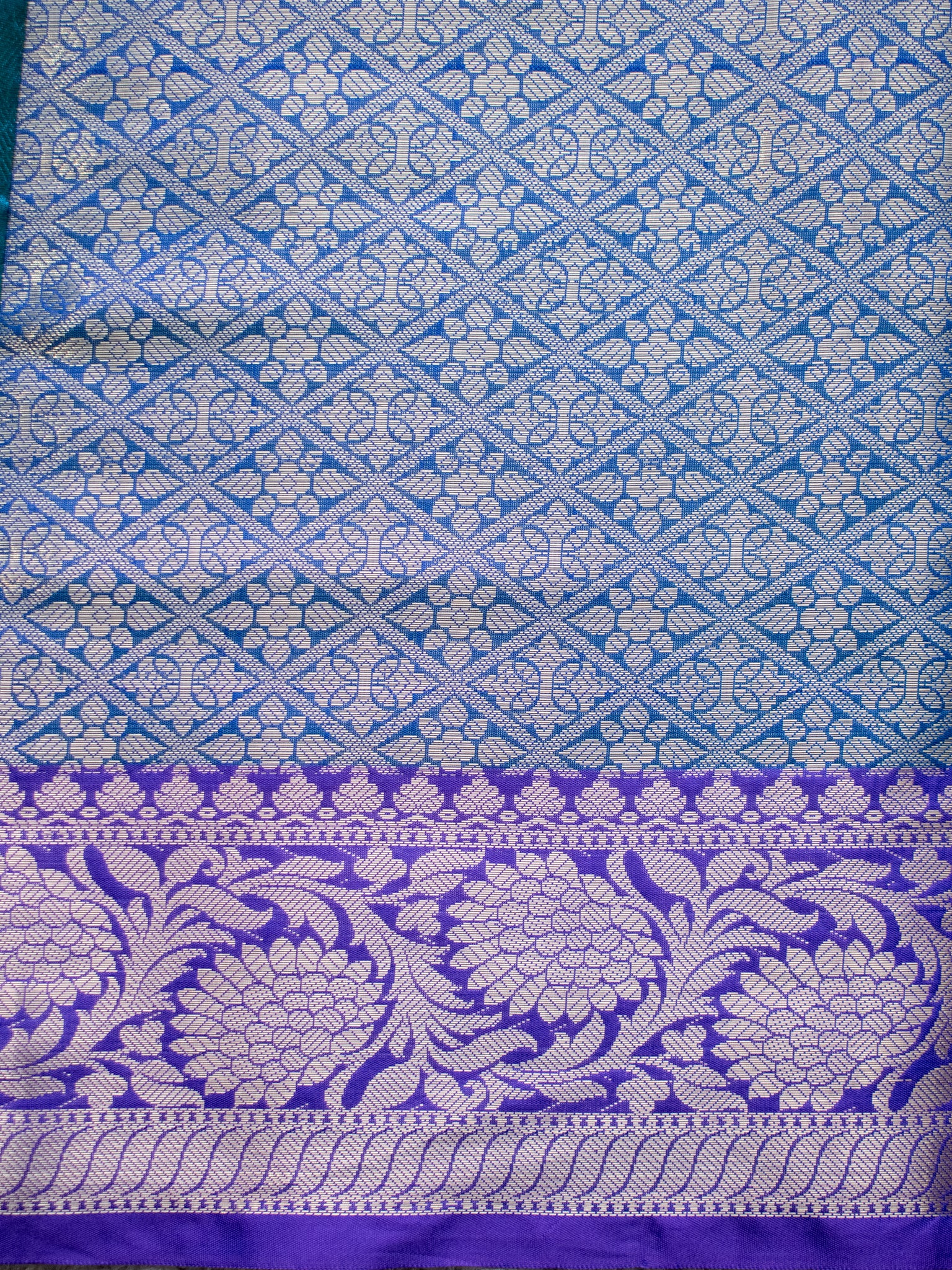Banarasi Tissue Saree With Zari Weaving & Contrast Border with Lace -Blue