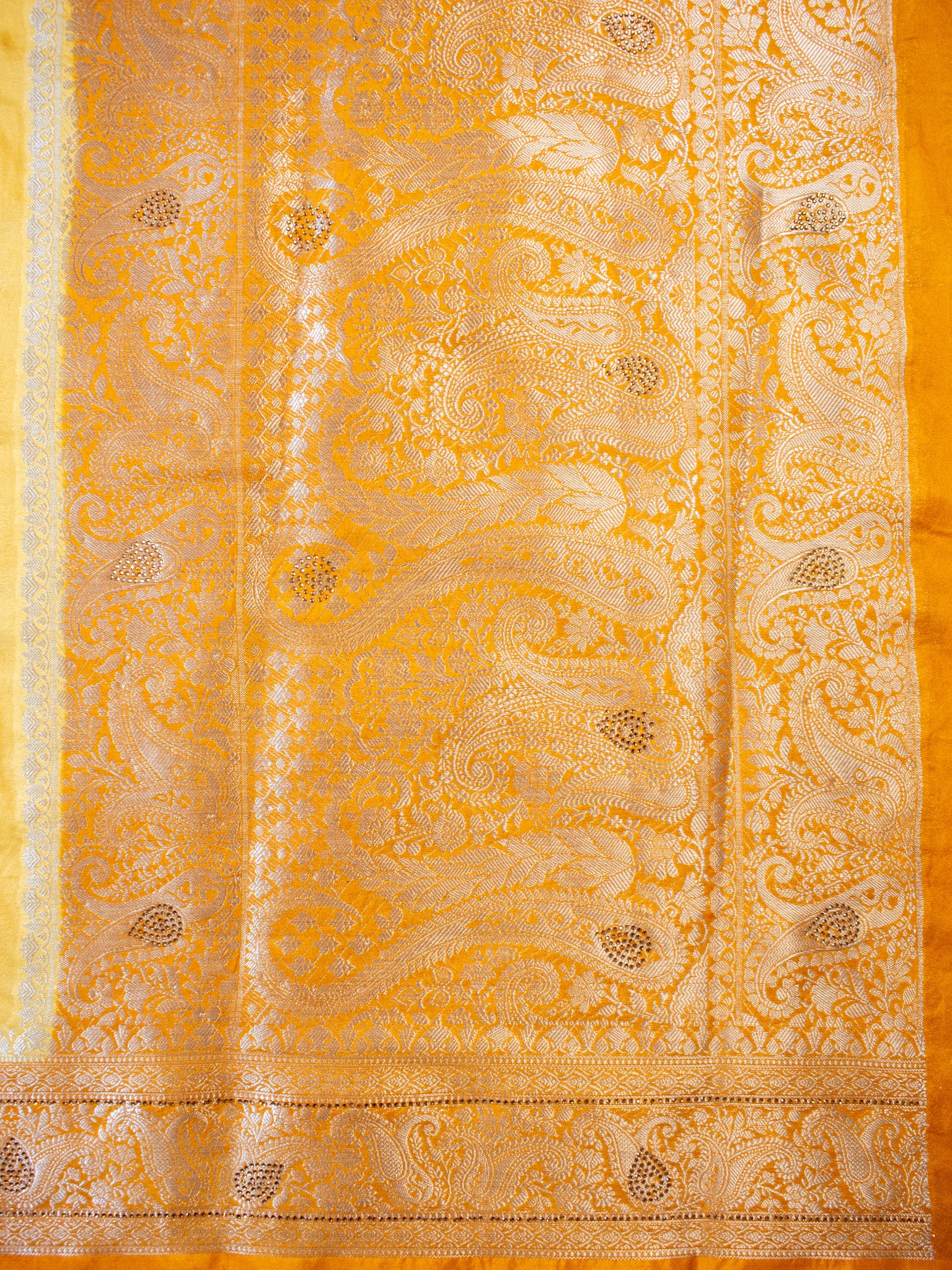 Banarasi Semi Silk Saree With Zari Border - Yellow