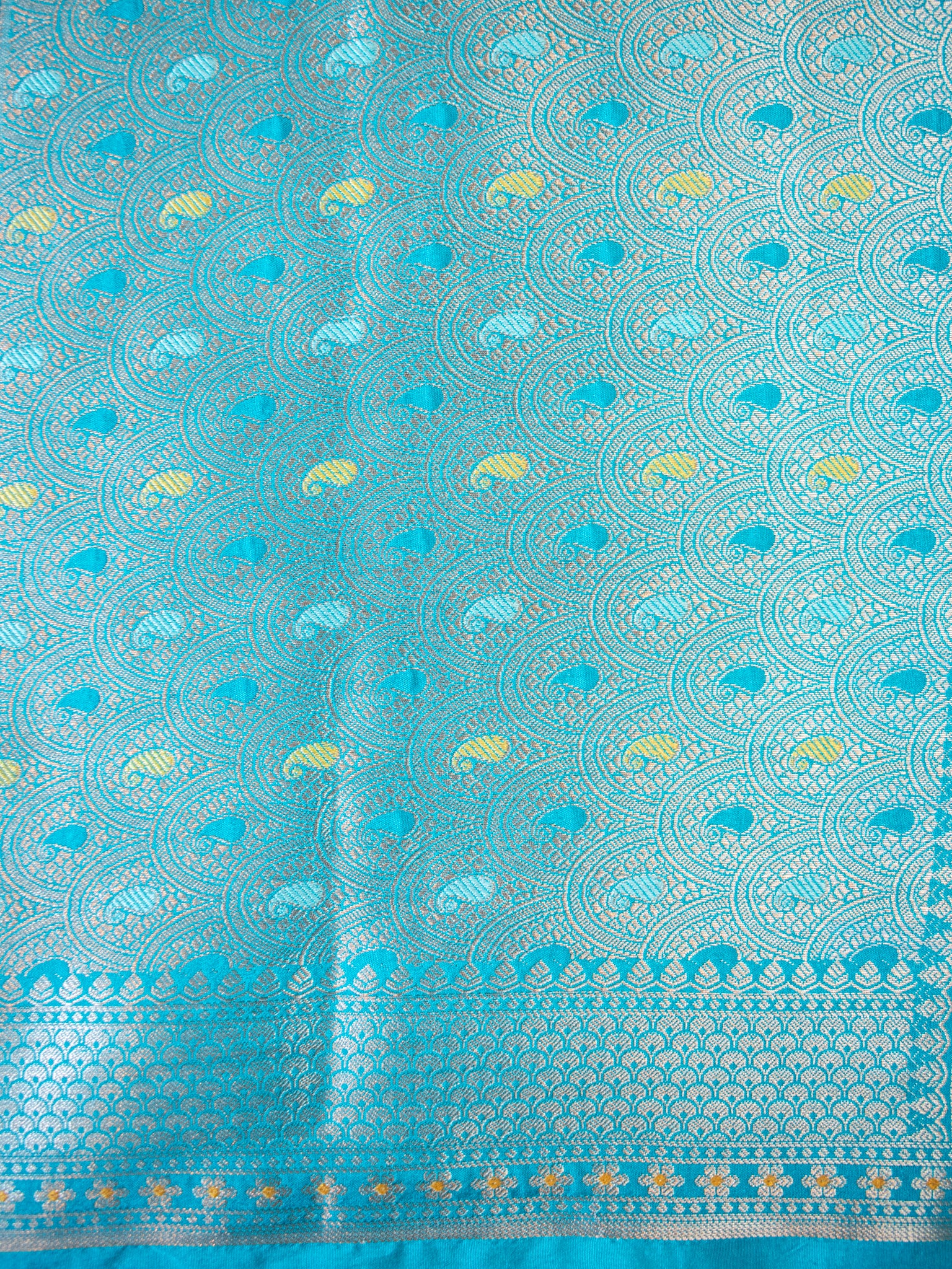 Banarasi Semi Silk Saree With Zari Weaving & Border-Blue