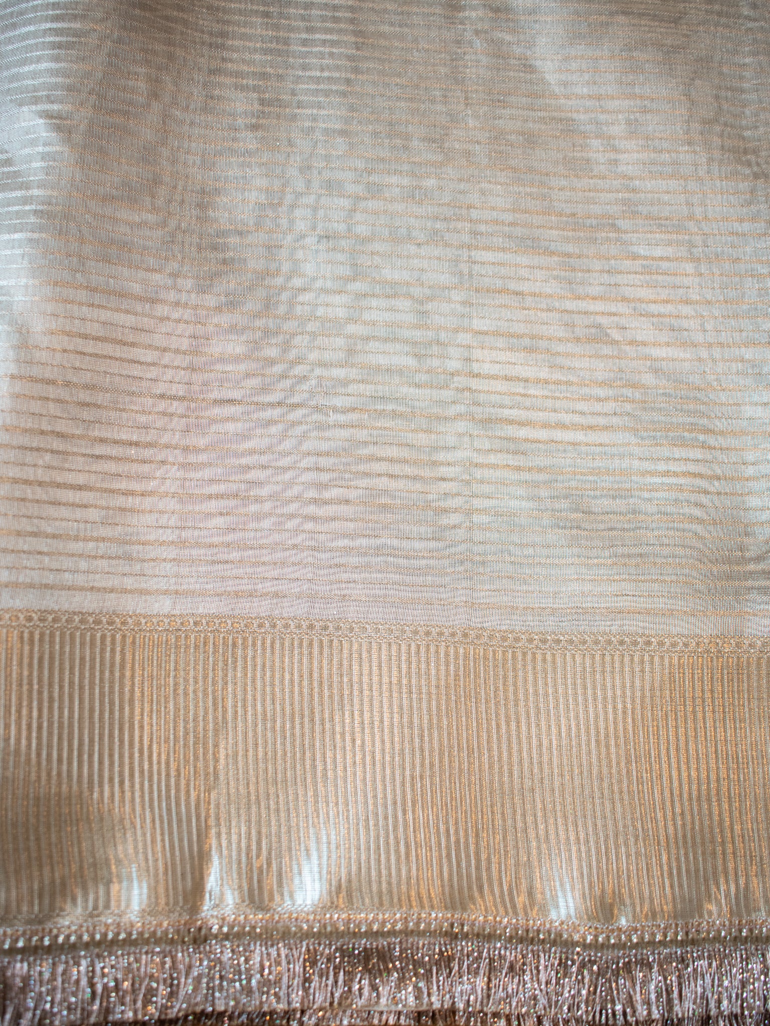 Banarasi Tissue Saree with Lace Border- Peach