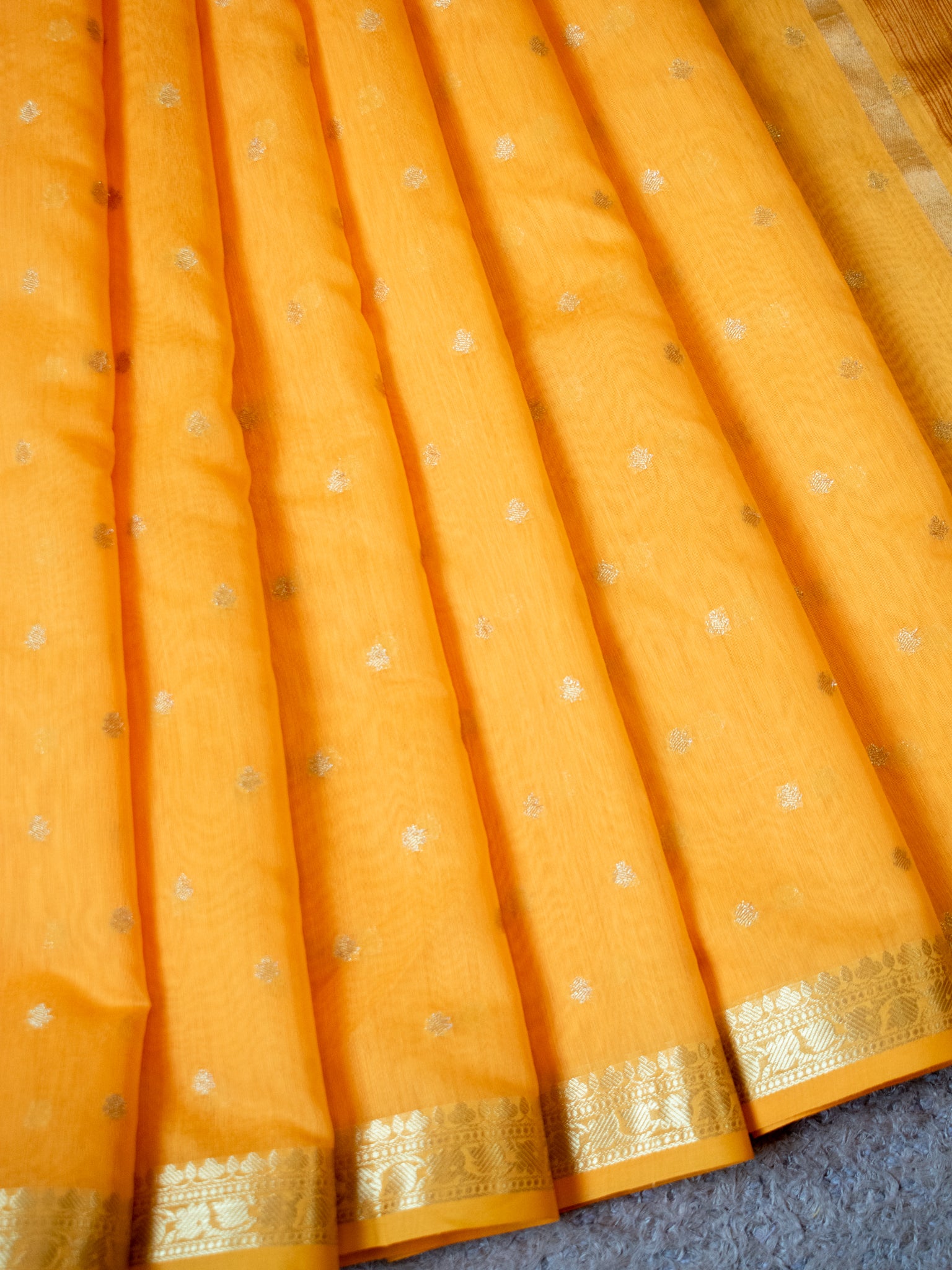 Banarasi Soft Cotton Silk Saree With Zari Weaving-Yellow
