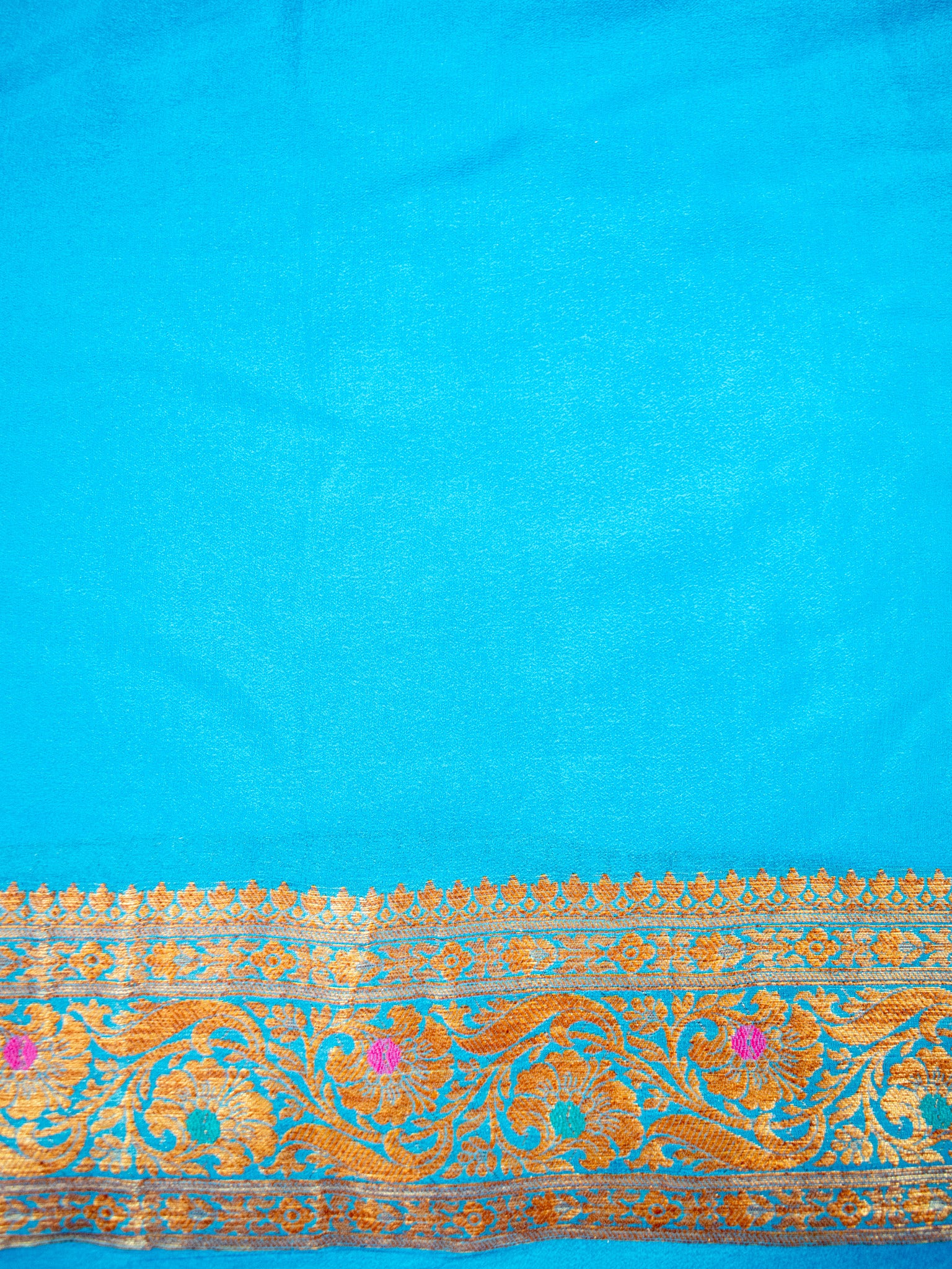 Banaras Pure Georgette Shaded Saree With Antique Resham Weaving- Sky Blue
