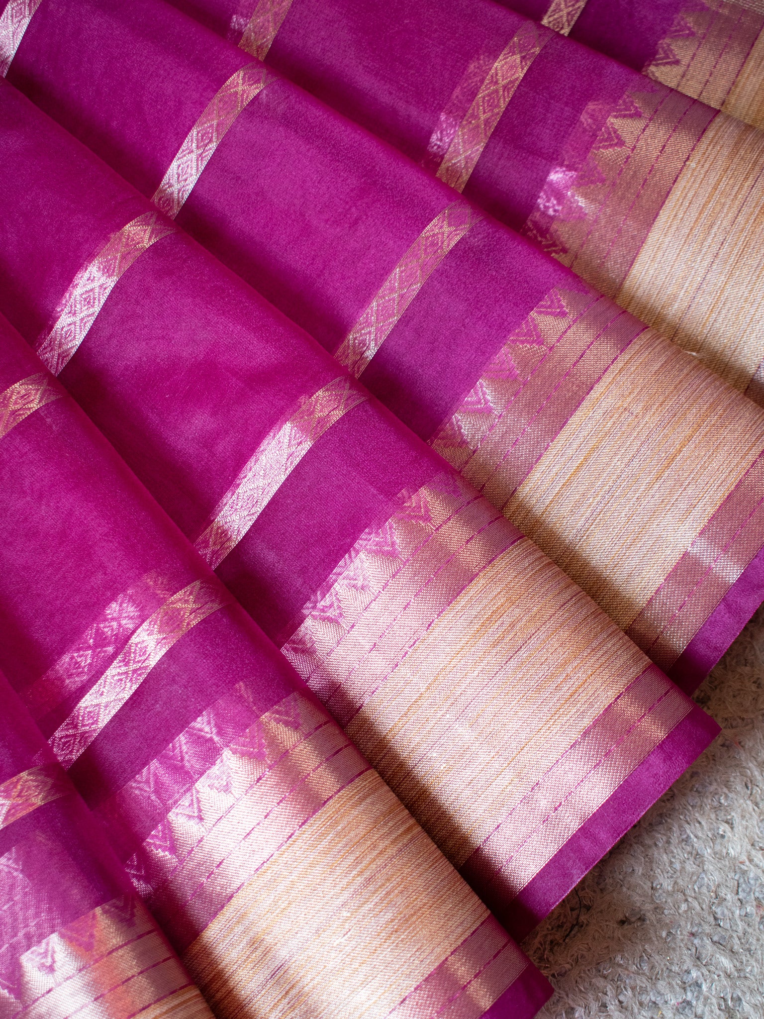 Banarasi Shaded Organza Saree With Zari Weaving-Pink