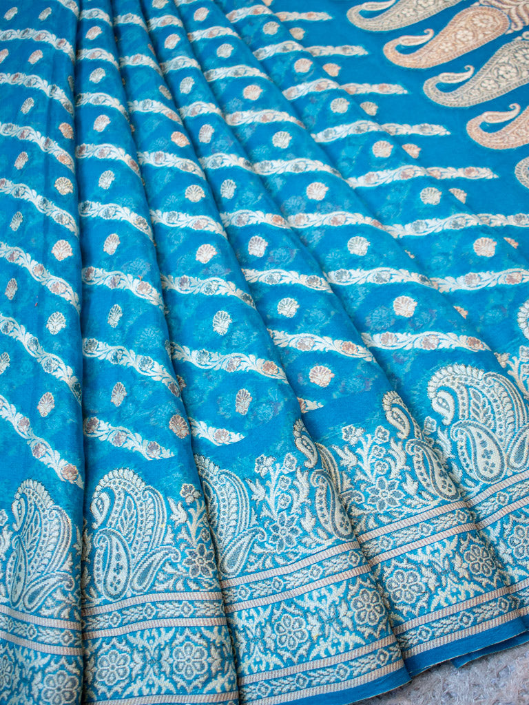 Banarasi Pure Georgette Saree With Resham Weaving-Blue