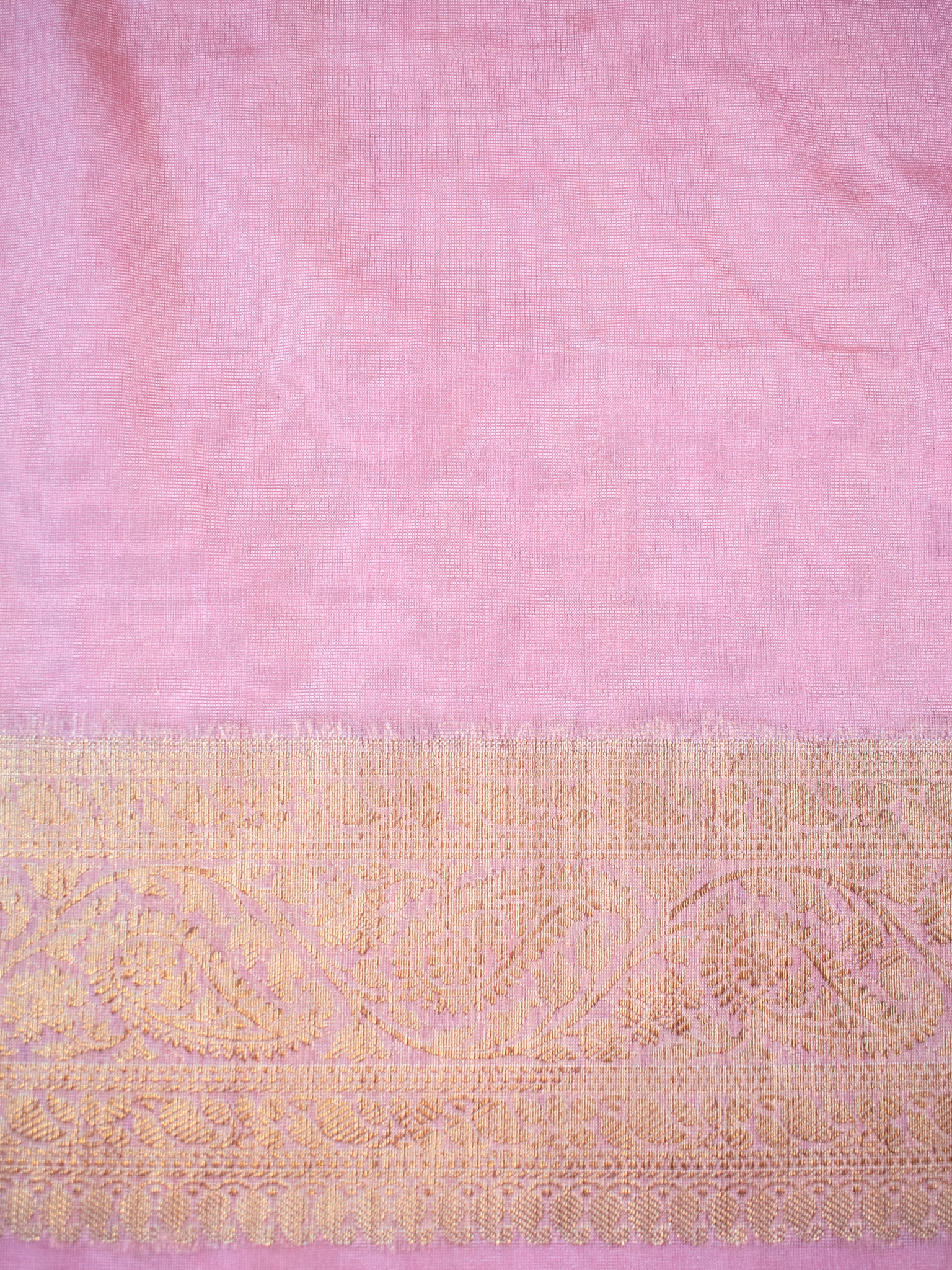 Banarasi Semi Cotton Saree Antique Weaving & Border- Pink