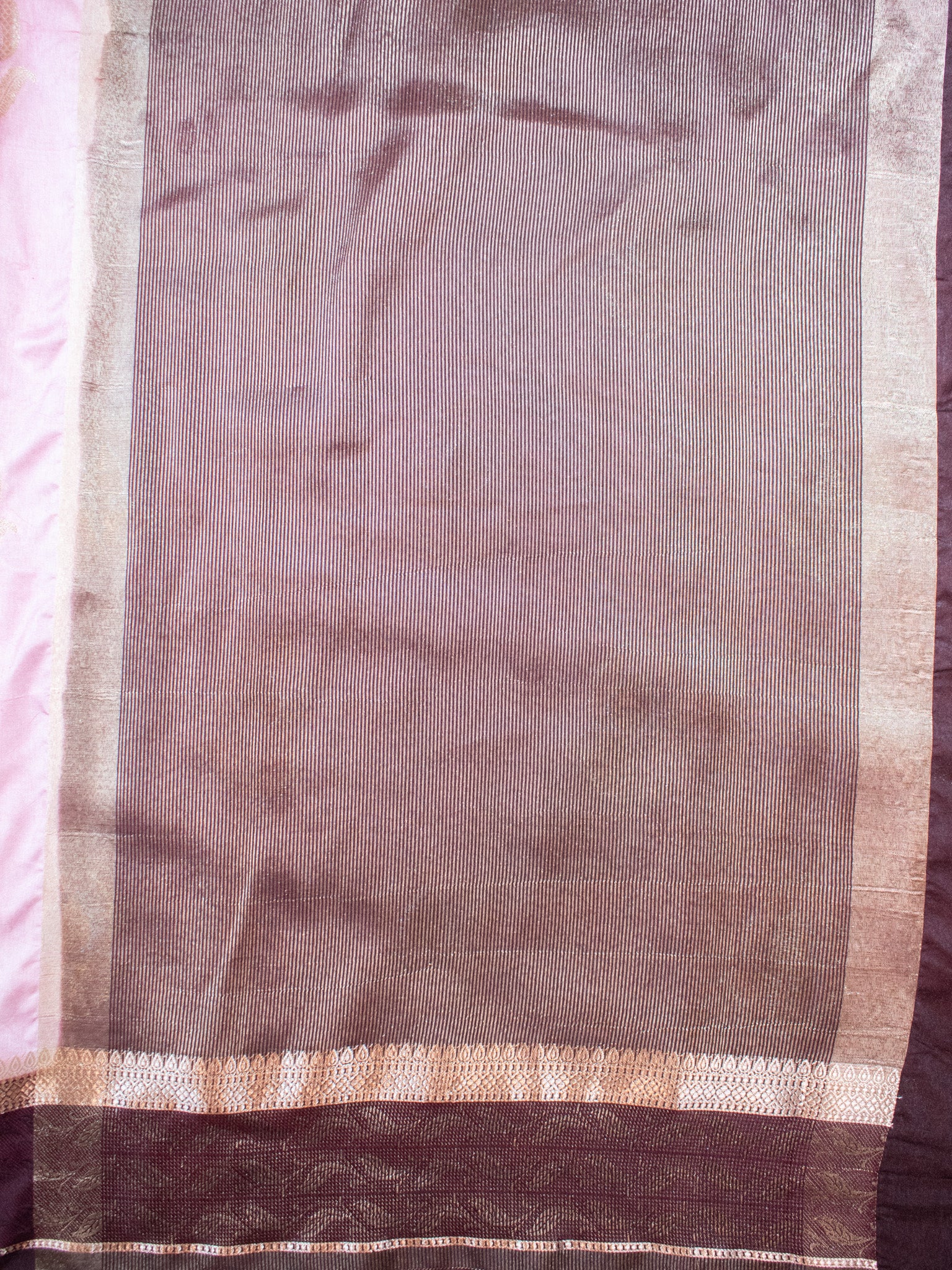 Banarasi Semi Silk Saree With Floral Zari Weaving & Contrast Border - Baby Pink