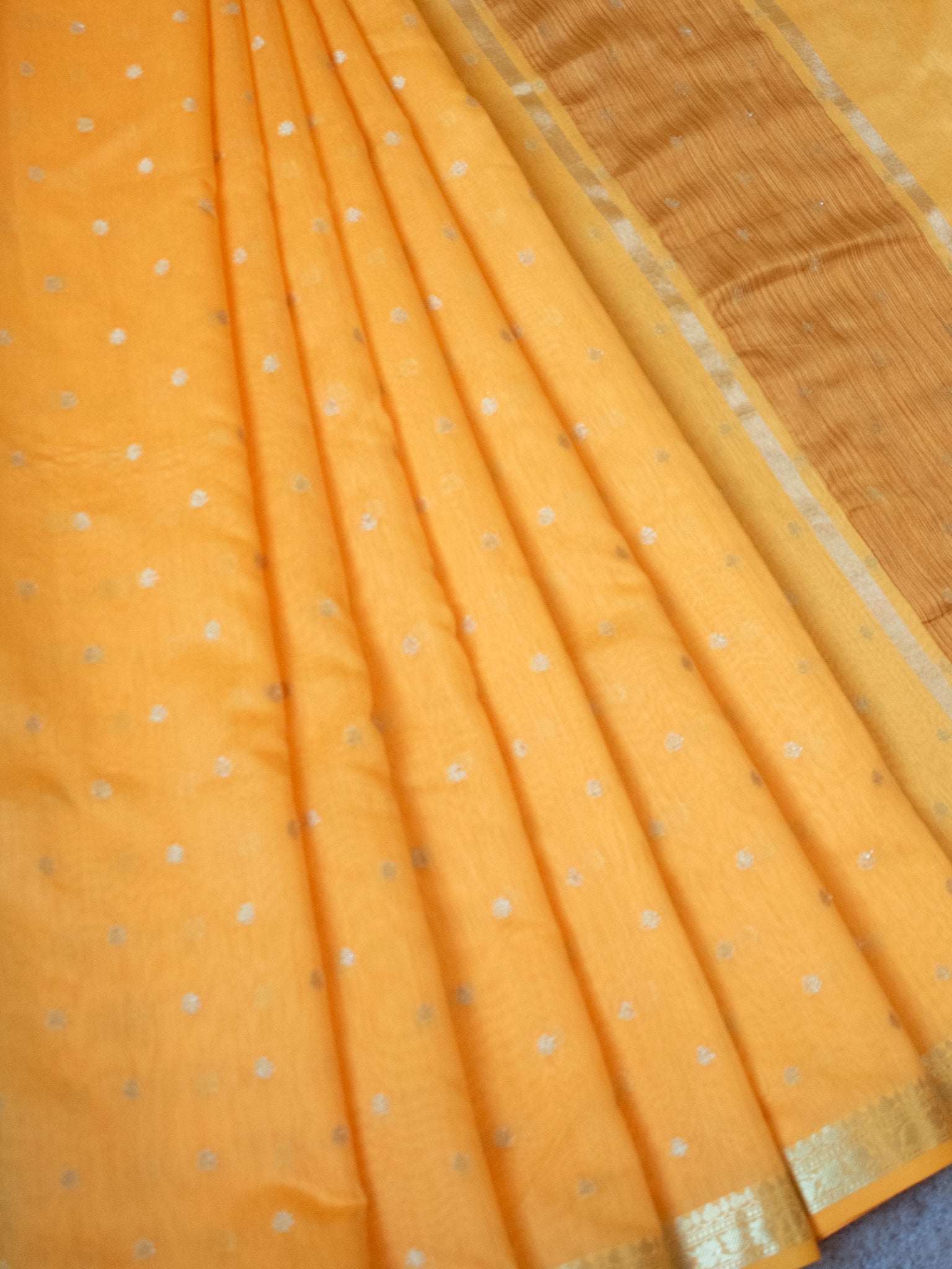 Banarasi Soft Cotton Silk Saree With Zari Weaving-Yellow