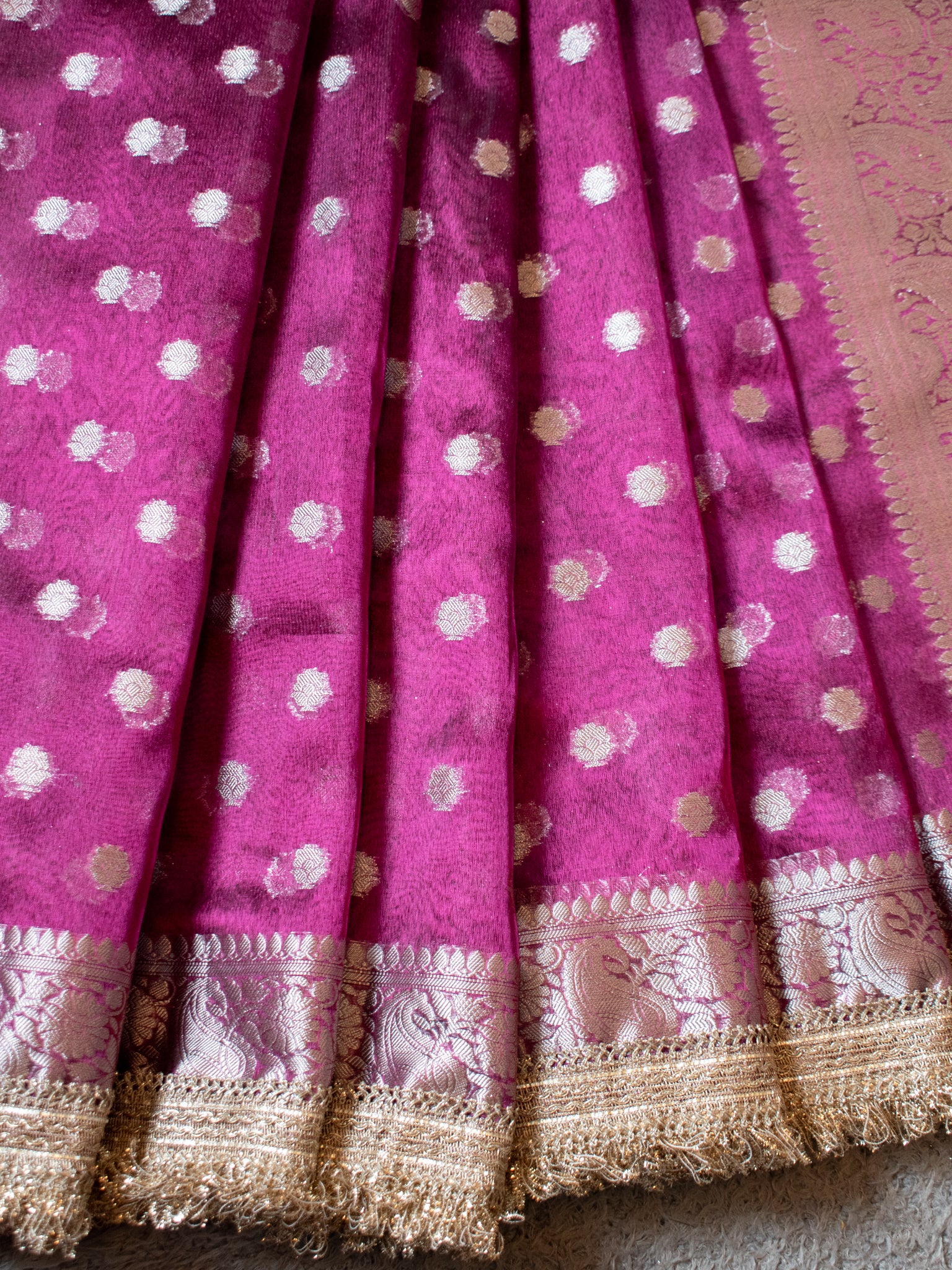 Banarasi Tissue Saree With Silver Zari & Border - Wine