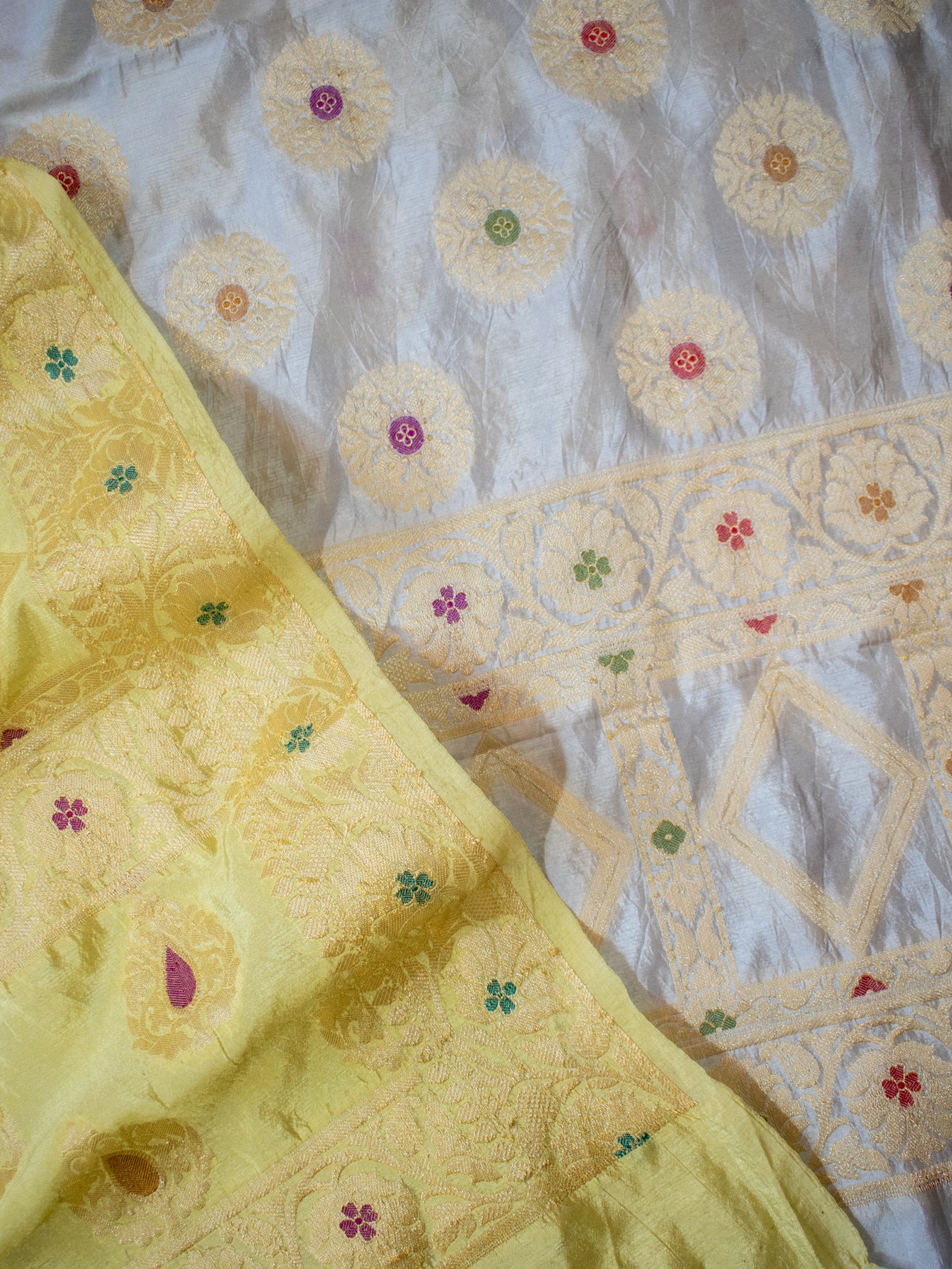 Banarasi Cotton Silk Salwar Kameez With Heavy Jaal Dupatta- Grey