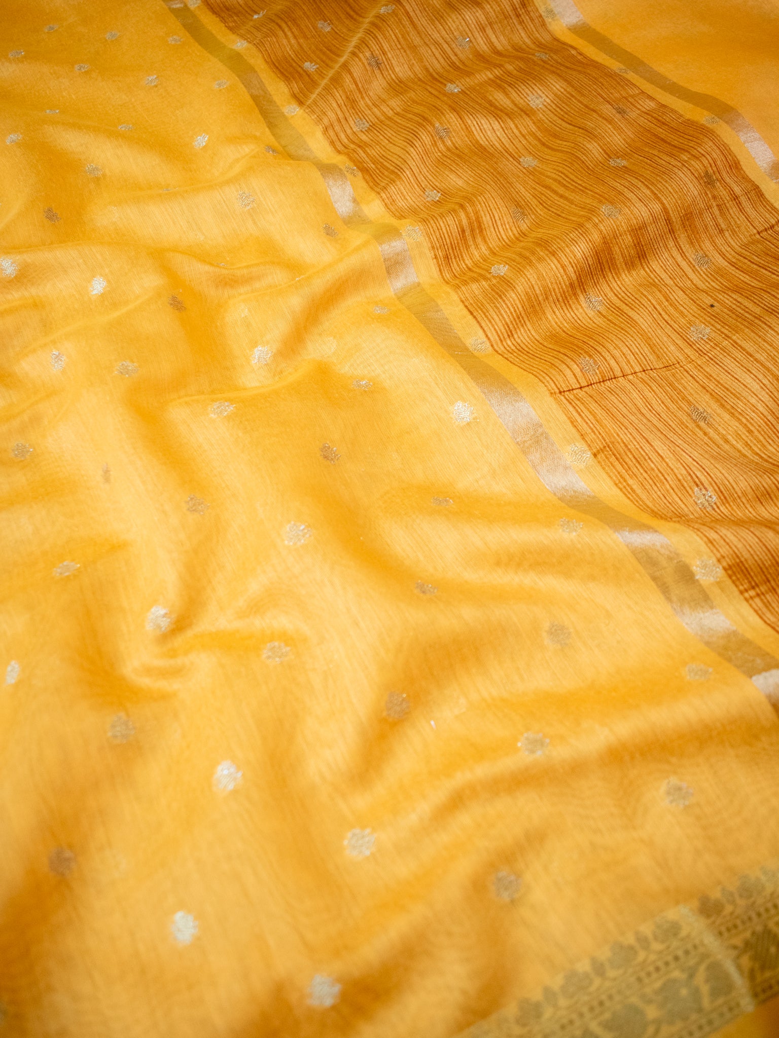 Banarasi Soft Cotton Silk Saree With Zari Weaving-Yellow