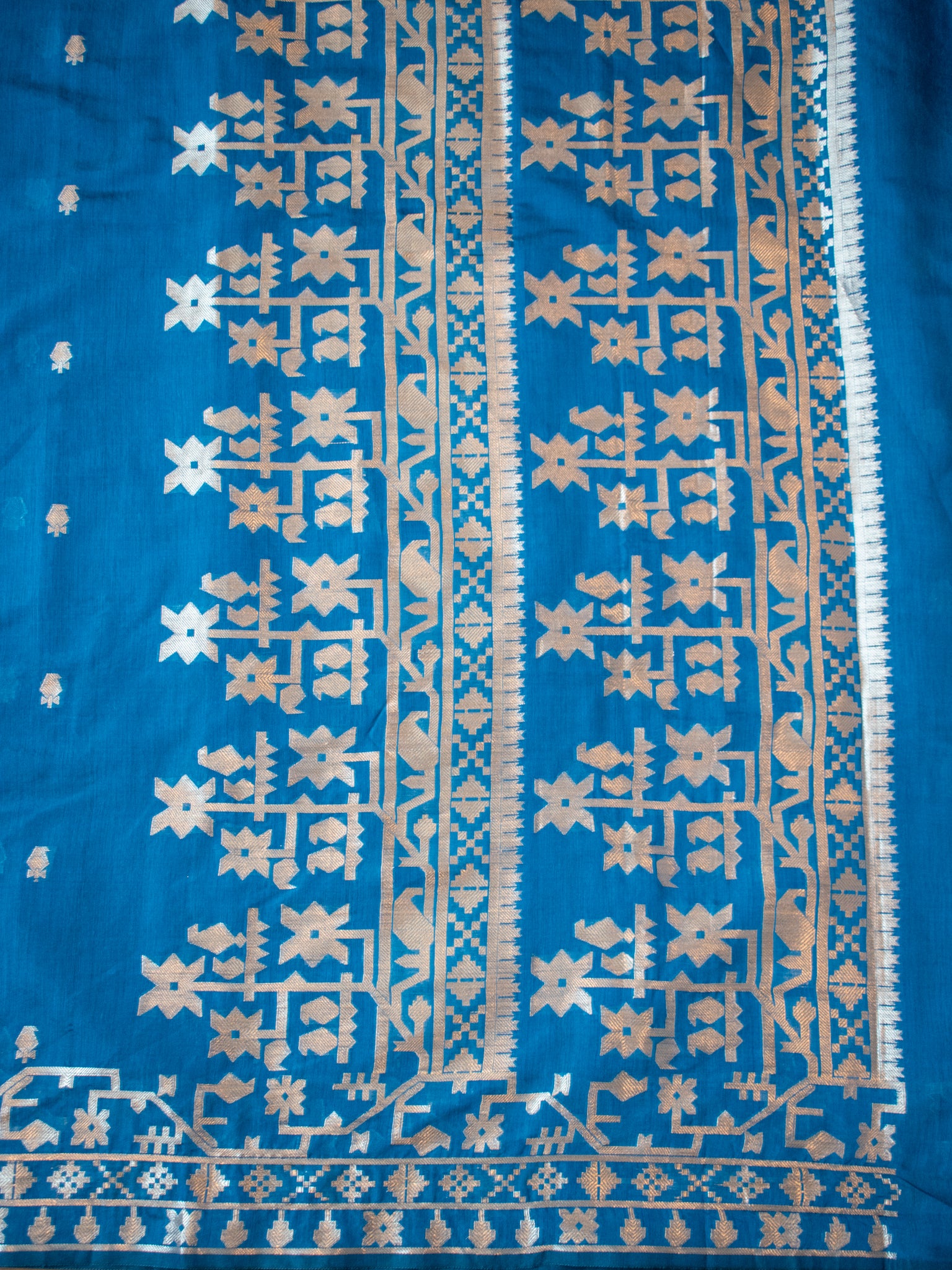 Banarasi Cotton Mix Saree with Zari Weaving & Border- Blue