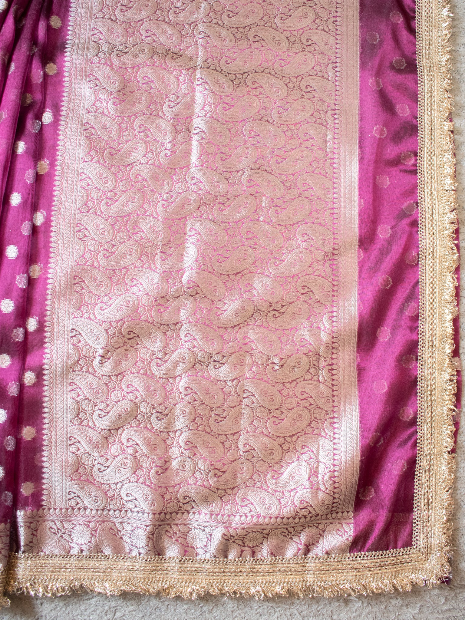 Banarasi Tissue Saree With Silver Zari & Border - Wine