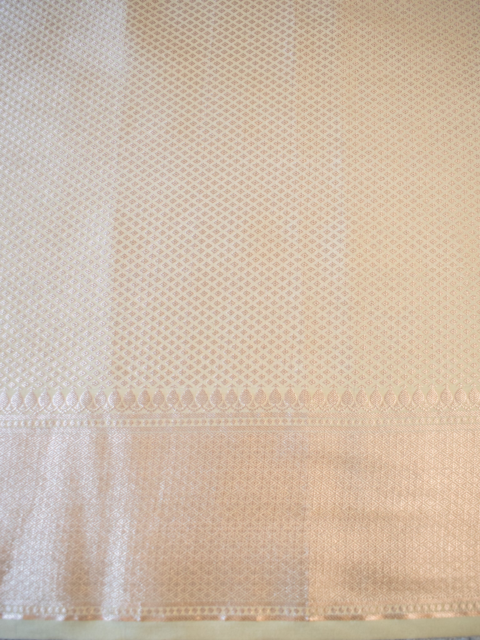 Banarasi Silk Saree With Buti Weaving & Lace Border- Beige