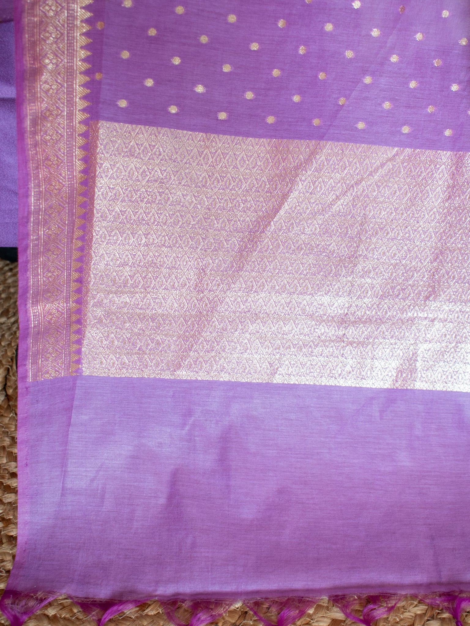 Cotton Silk Salwar Kameez Material With Silver Zari Jaal Weaving & Dupatta-Purple