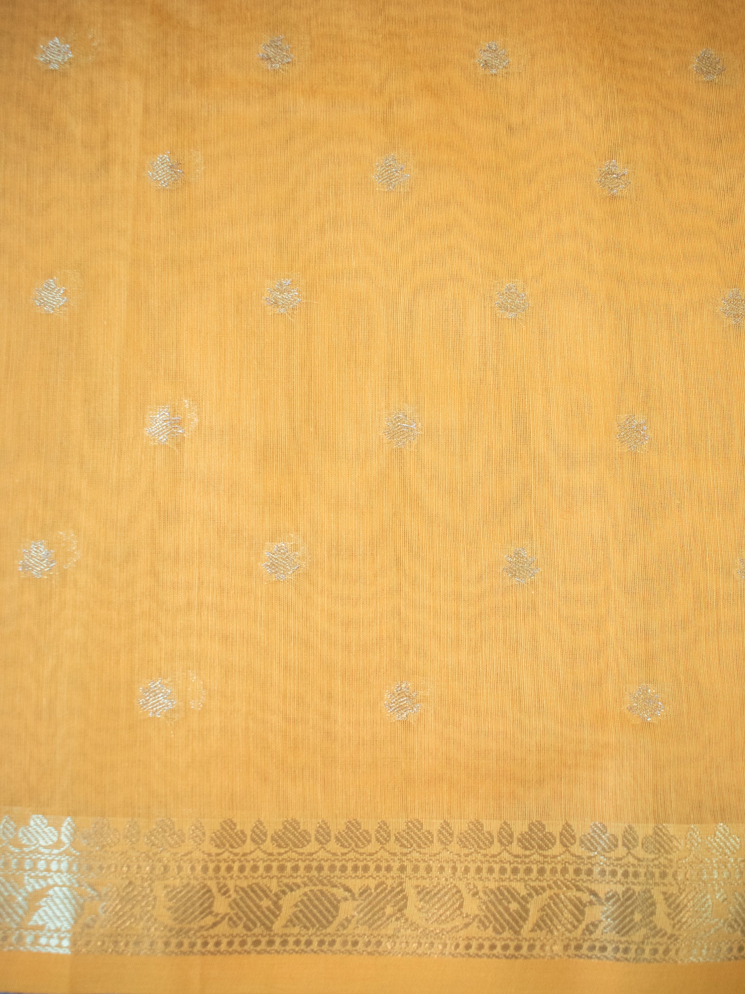 Banarasi Soft Cotton Silk Saree With Zari Weaving-Yellow
