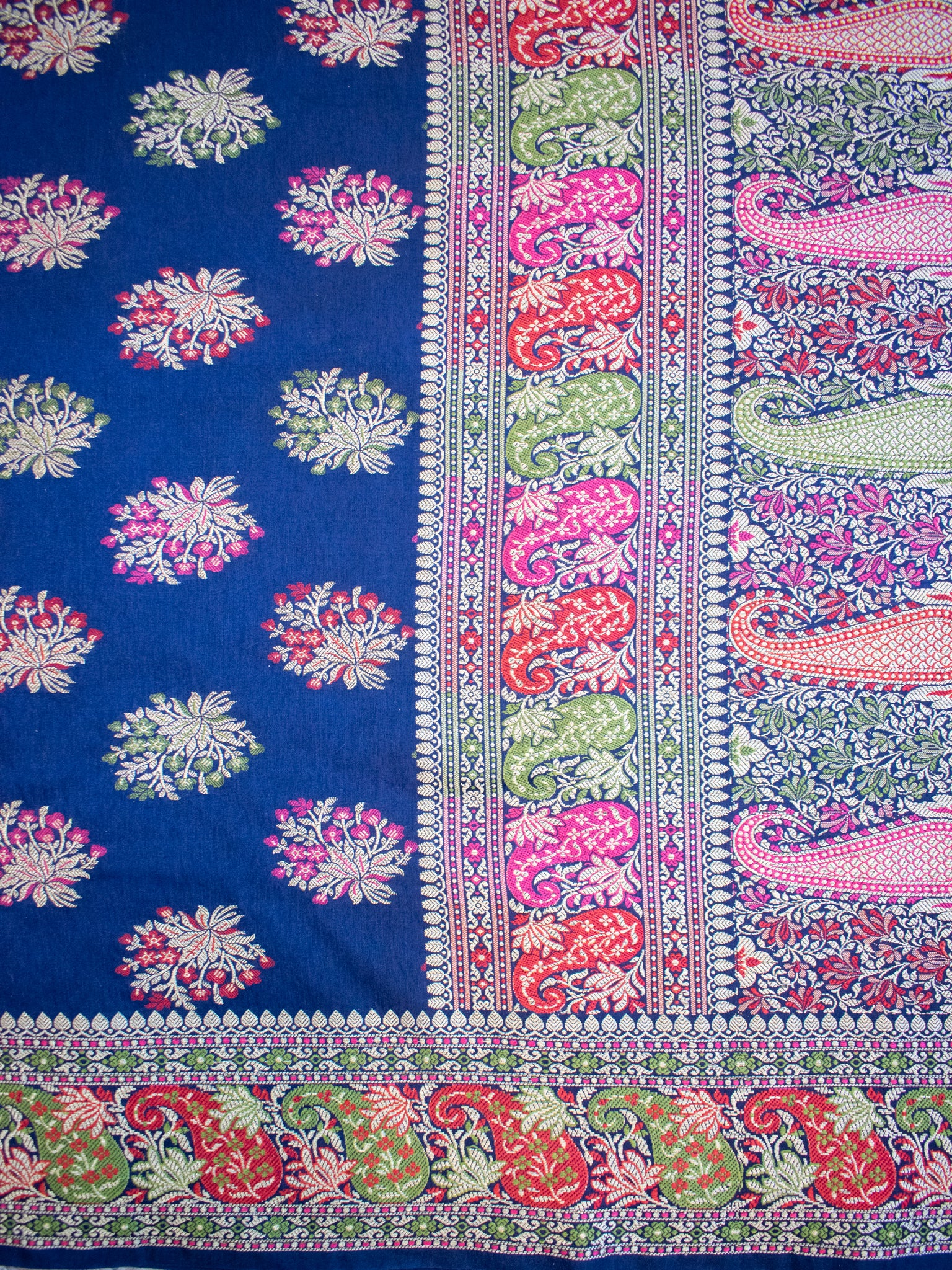 Banarasi Semi Georgette Saree With Resham Work and Border - Blue