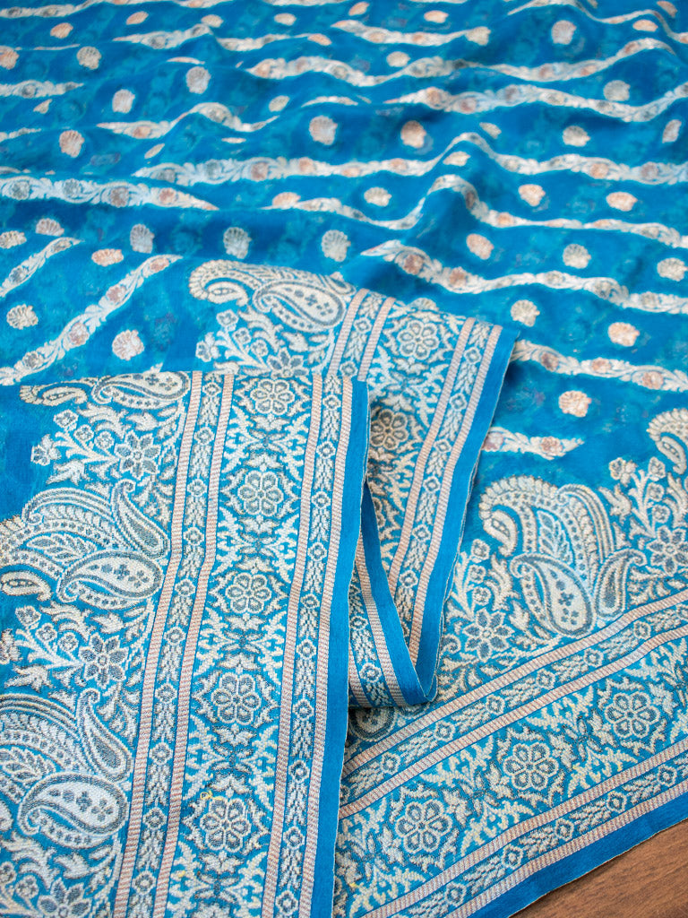 Banarasi Pure Georgette Saree With Resham Weaving-Blue