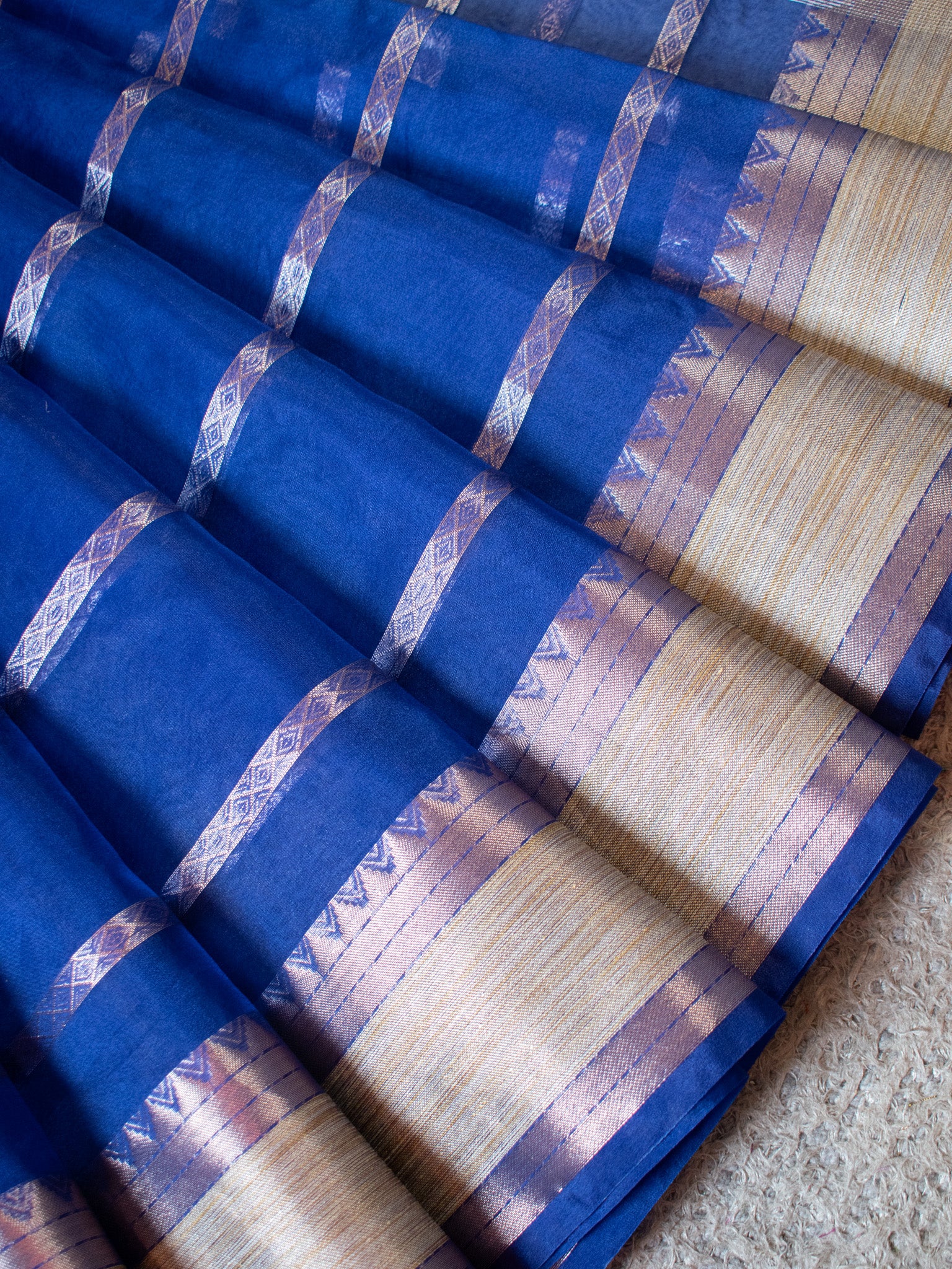 Banarasi Shaded Organza Saree With Zari Weaving-Blue & Grey
