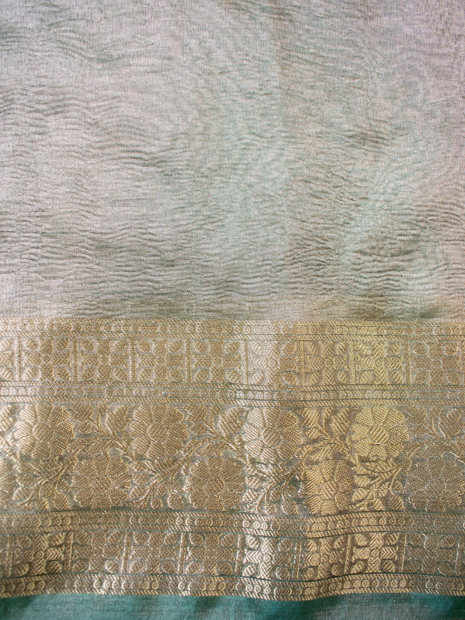 Banarasi Crushed Tissue Saree With Silver Weaving Border-Blue