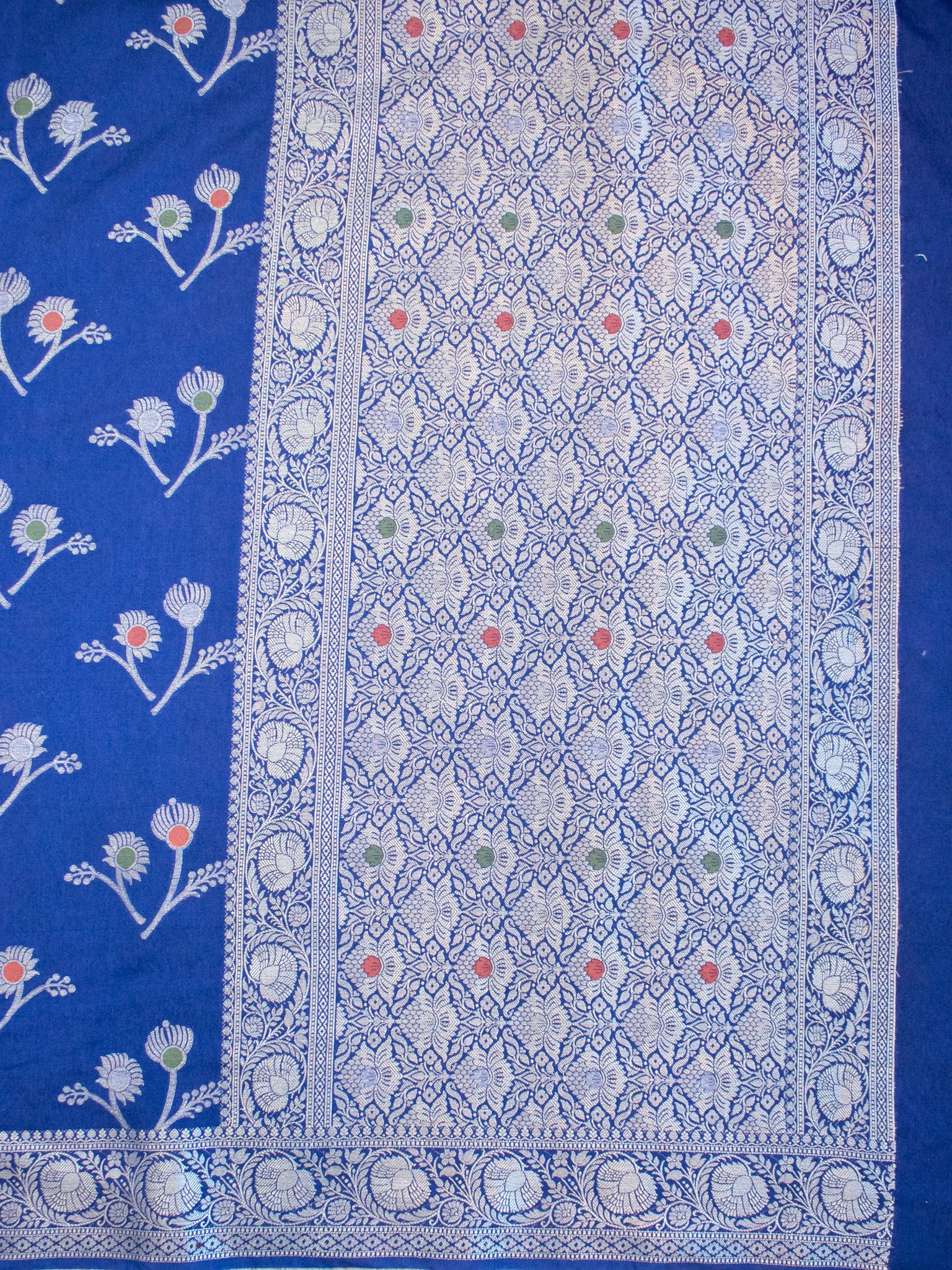 Banarasi Cotton Silk Saree With Zari Weaving & Border- Blue