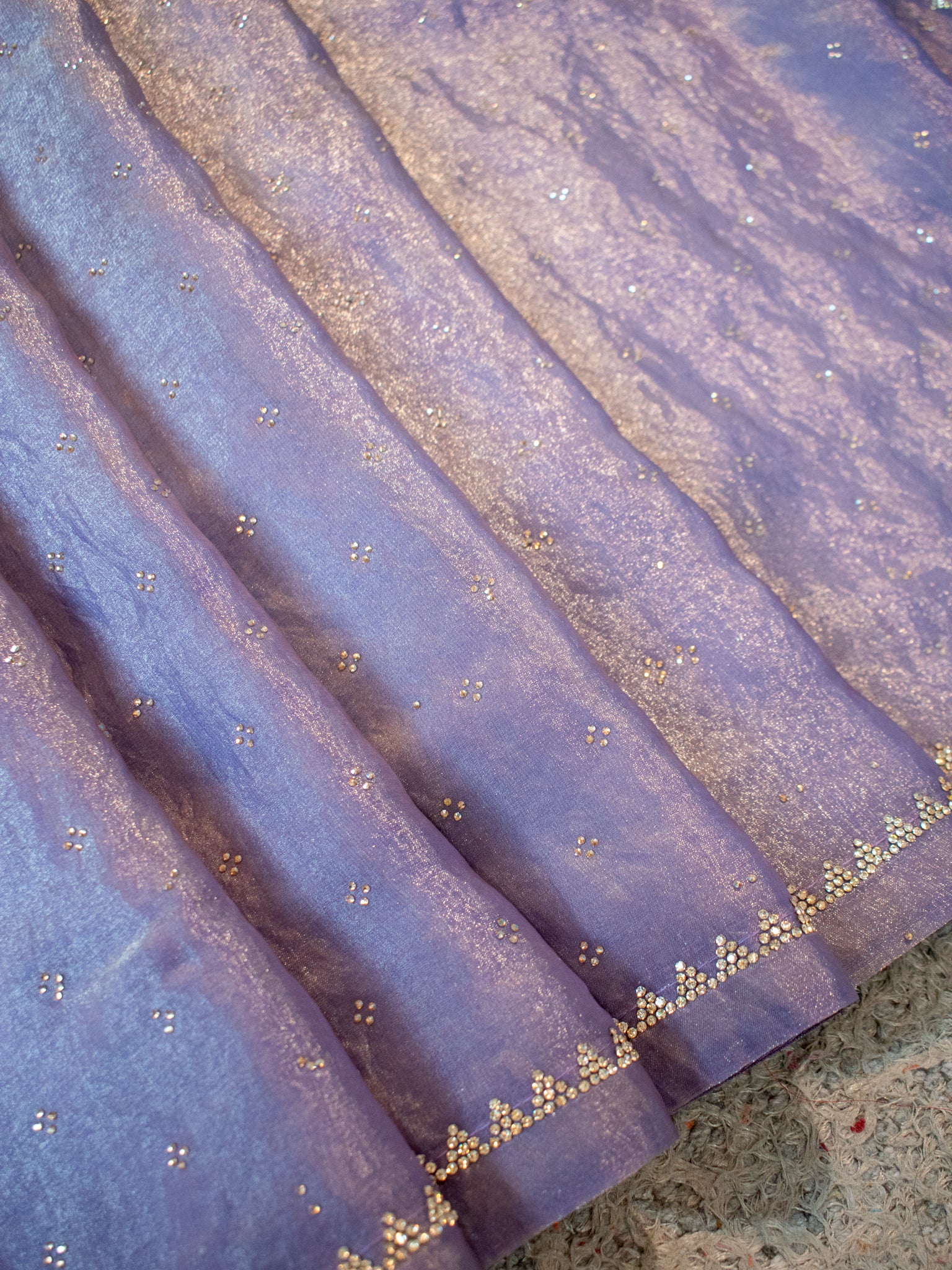 Tissue Sequin Saree - Blue