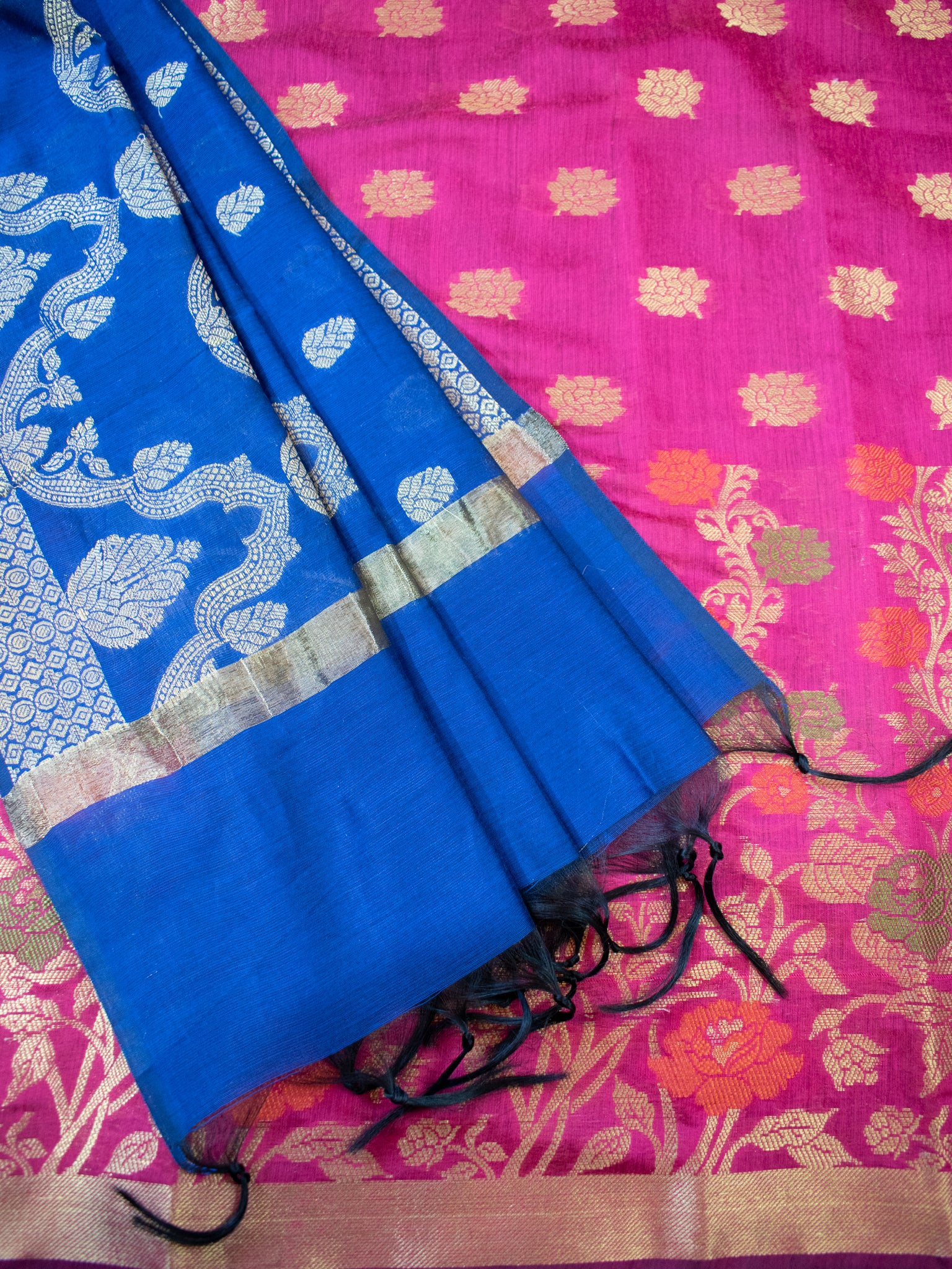 Banarasi Chanderi Cotton Salwar Kameez With Zari Weaving & Dupatta- Pink