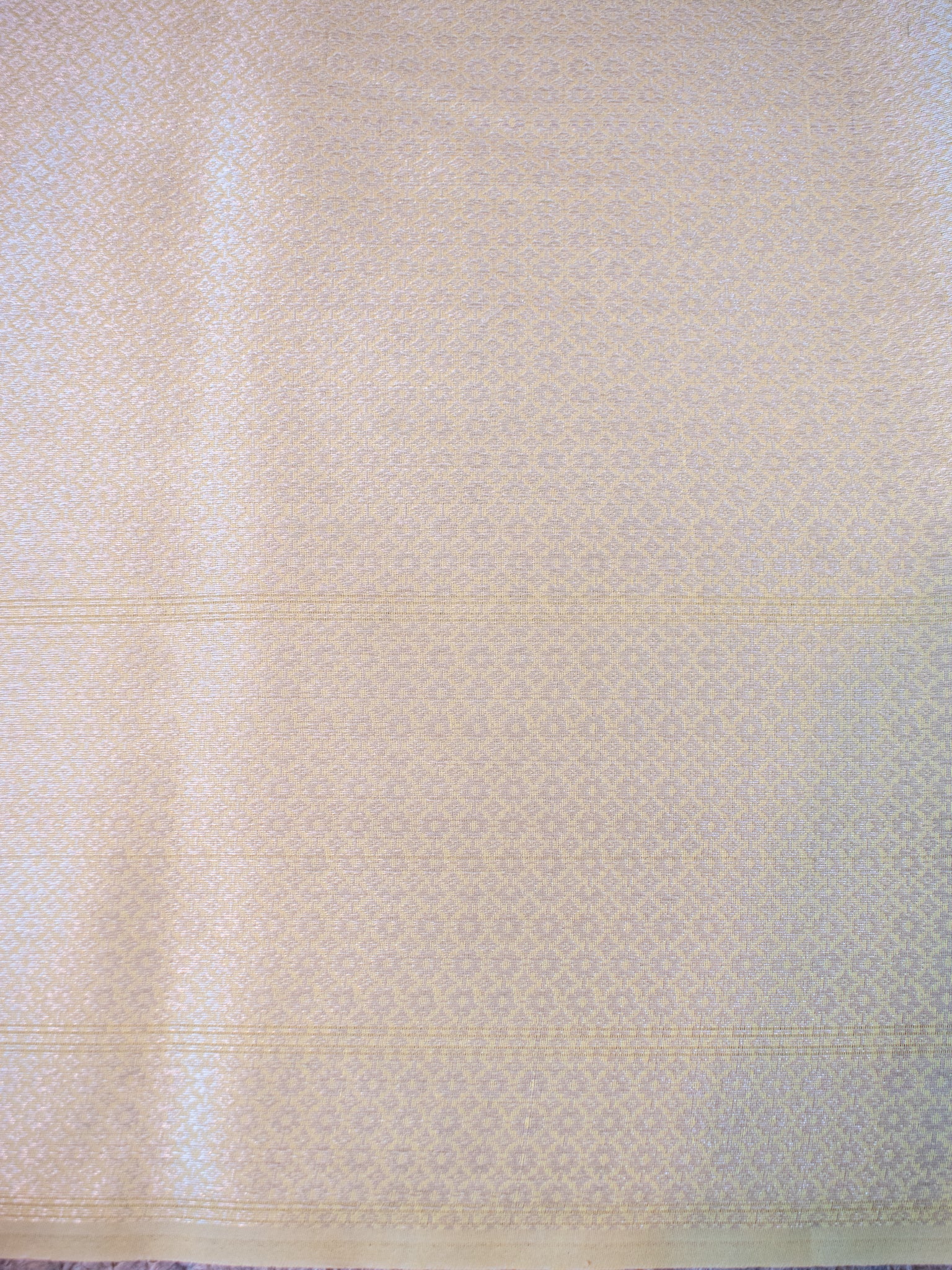 Banarasi Cotton Silk Saree With Silver Zari Buti Weaving & Border -Yellow