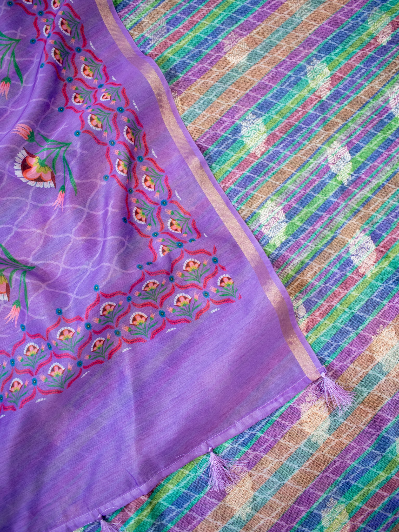 Banarasi Cotton Silk Salwar Kameez With Dupatta- Lavender