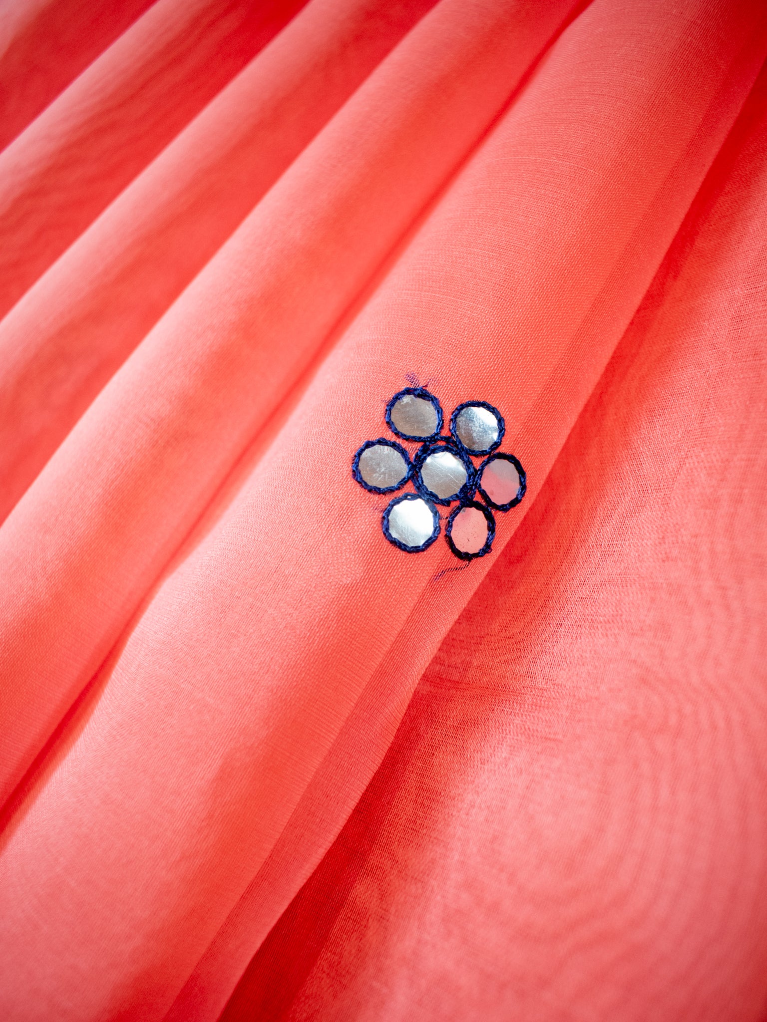 Banarasi Organza Saree With Embroidery & Border - Peach