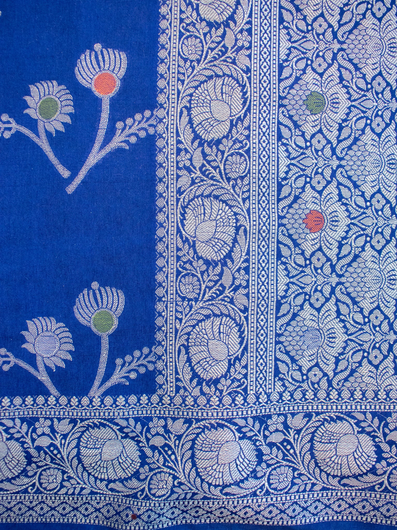 Banarasi Cotton Silk Saree With Zari Weaving & Border- Blue
