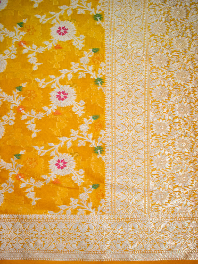Banarasi Shaded Semi Silk Saree With Jaal Zari & Meena Weaving-Yellow