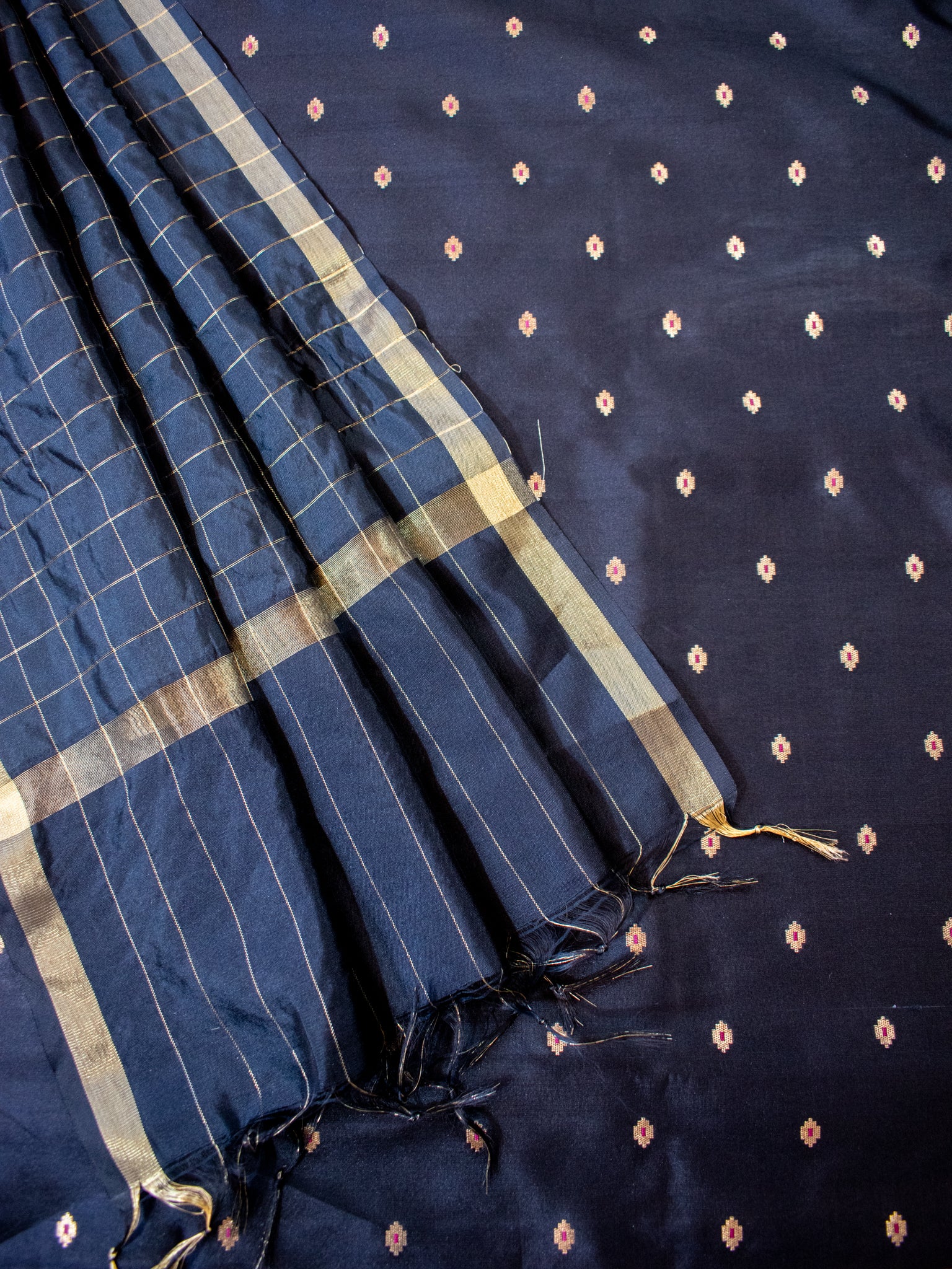 Banarasi Cotton Silk Salwar Kameez With Dupatta- Black