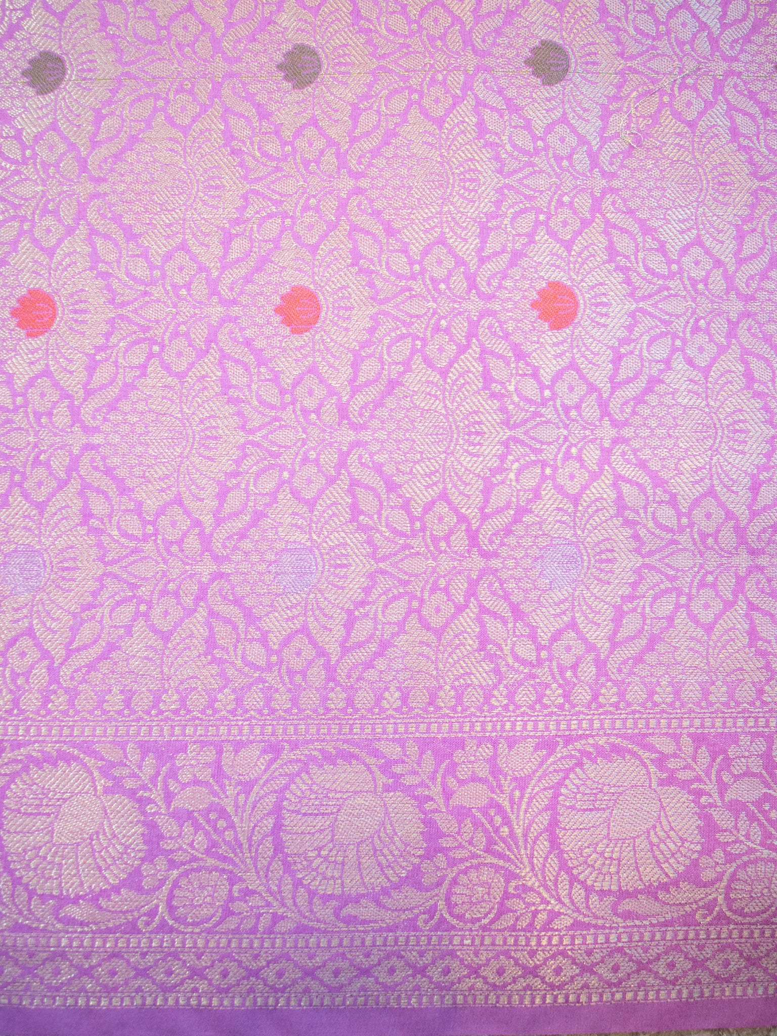 Banarasi Cotton Silk Saree With Zari Weaving & Border- Lavender