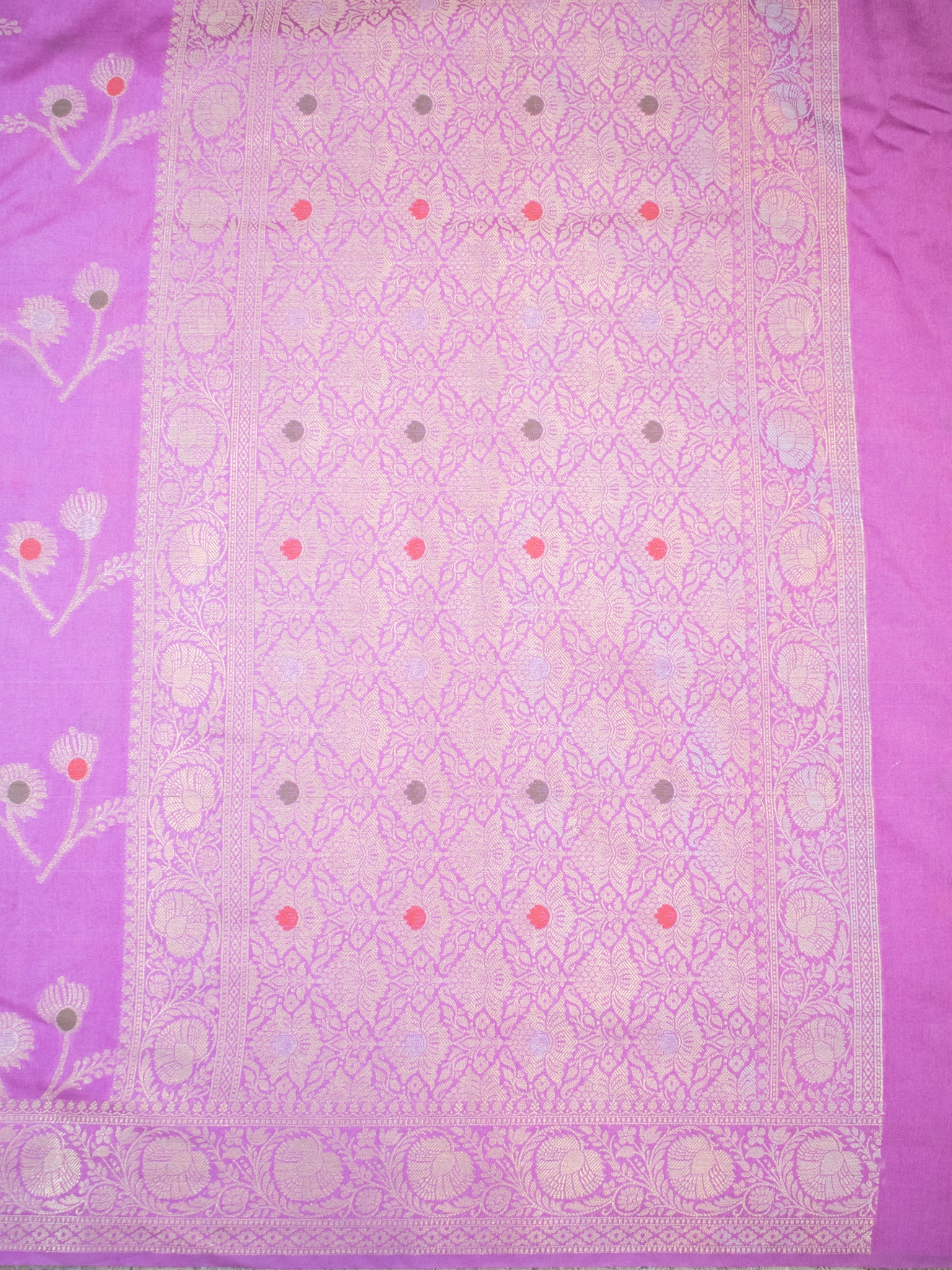Banarasi Cotton Silk Saree With Zari Weaving & Border- Lavender