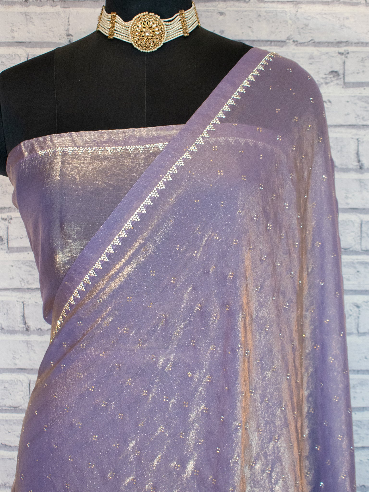 Tissue Sequin Saree - Blue