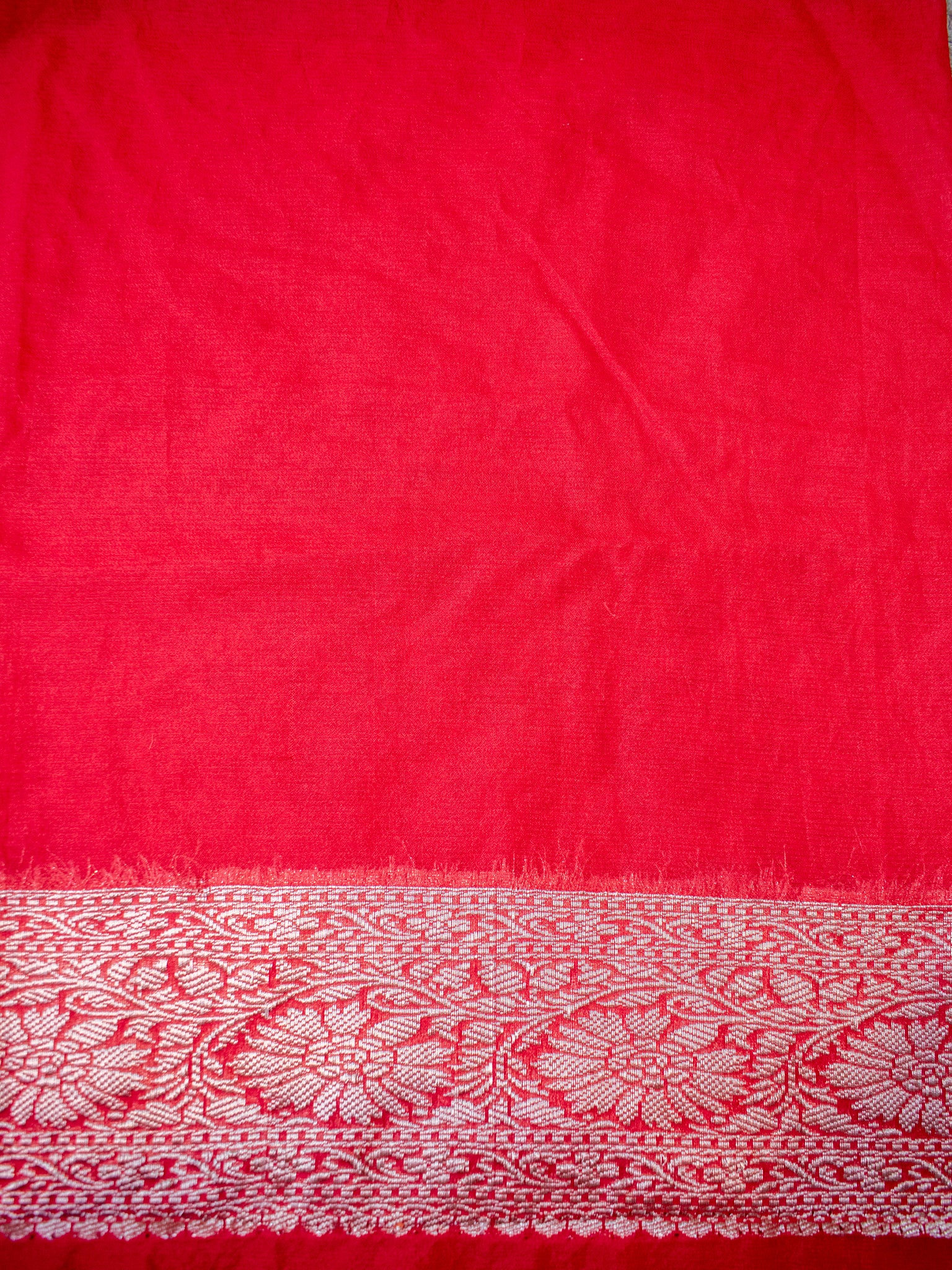 Banarasi Semi Georgette Saree With Weaving & Border - Red & Cream